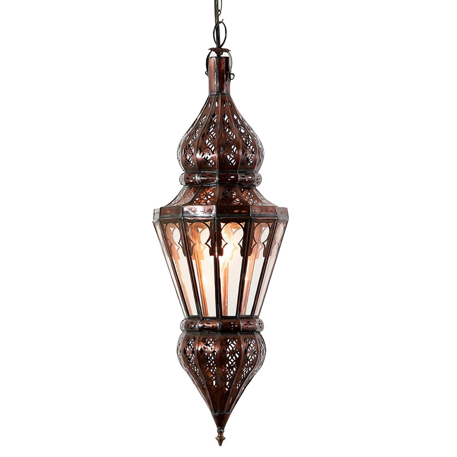 Moro Marokkanische aus orientalische aus Marokko,L1809 Deckenleuchte Lampe & Nura Casa Eisen Lampenschirm Transparent Klarglas,