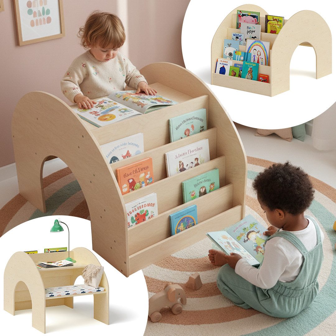 Bellabino Kindersitzgruppe Vily, 2-in-1 Kinderbücherregal und Schreibtisch, günstig online kaufen