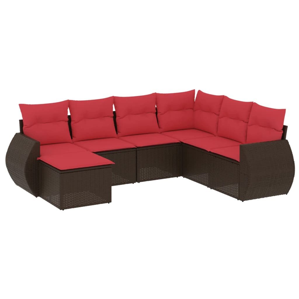 vidaXL Sofaelement 7-teiliges Gartensofa-Set mit Kissen, braun, Polyrattan (1 St)