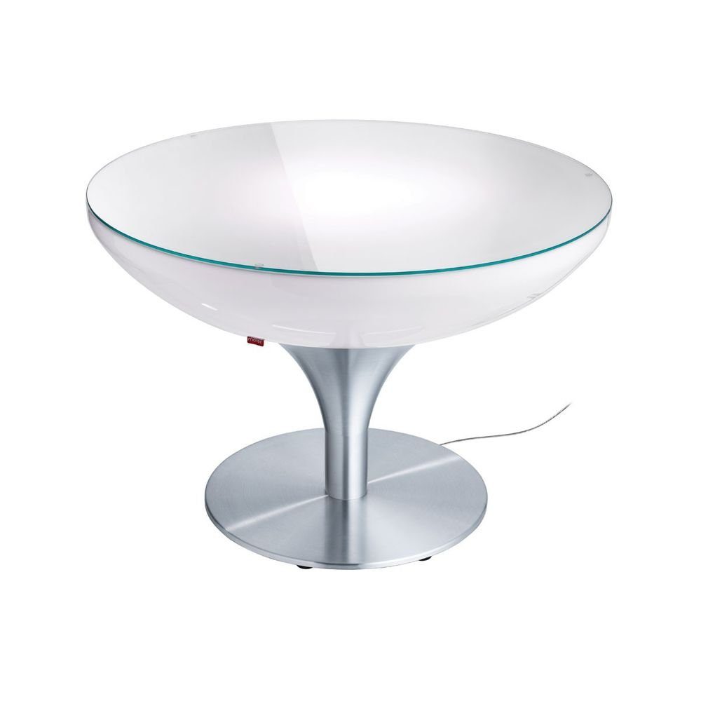 Table Weiß, 55cm Alu-Gebürstet, Moree Transluzent Lounge Dekolicht