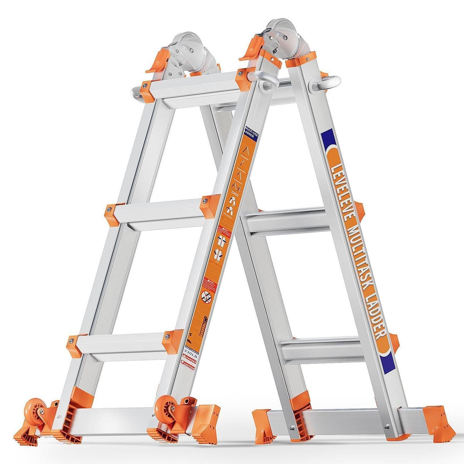 LuxusKollektion Vielzweckleiter Mehrzweckleiter Ausziehleiter 3 Stufen 3,35m 150kg 3 Schritte-3.35m-1 (1-St)