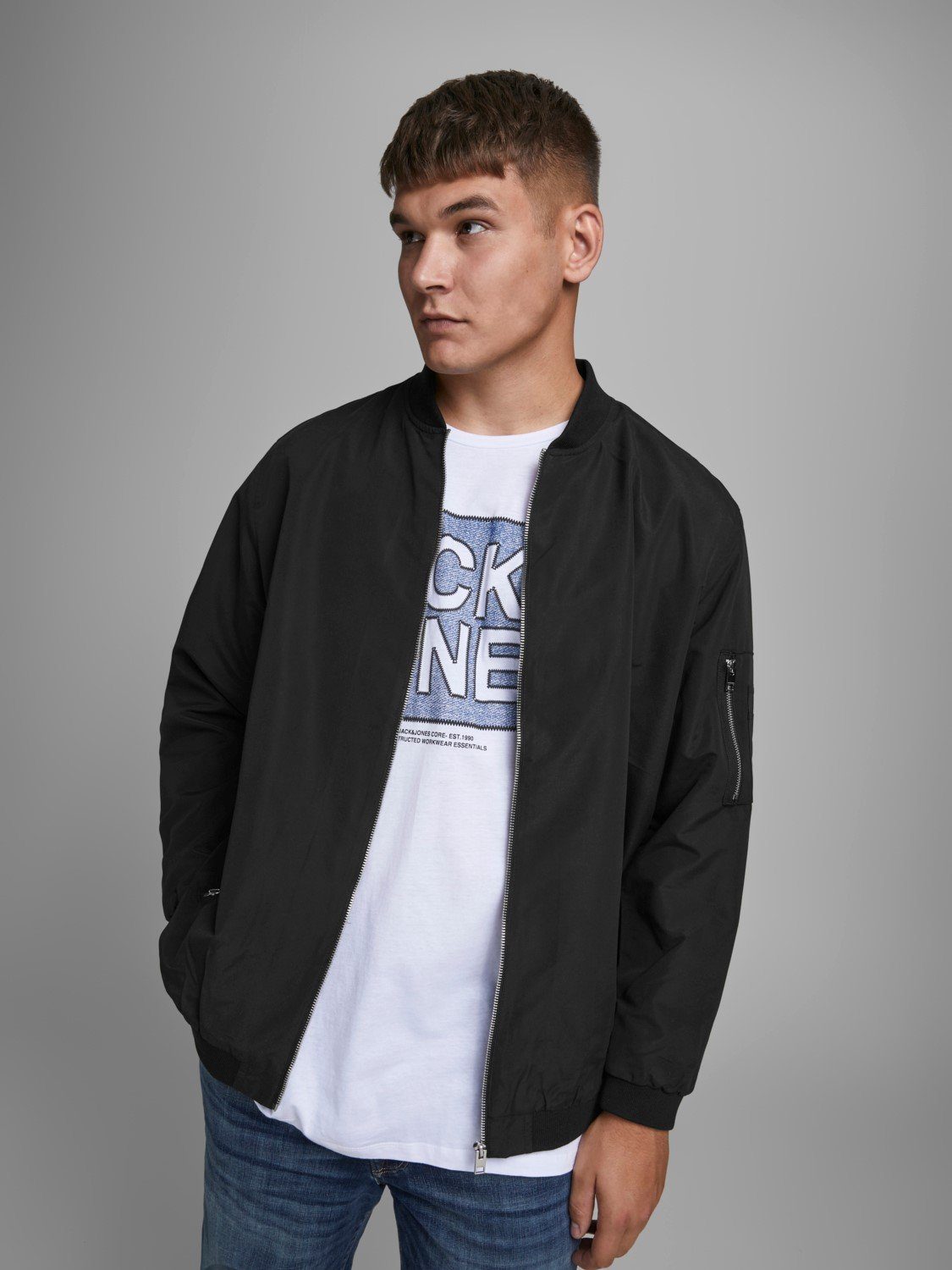 Jack & Jones Blouson JJERUSH 4382 BOMBER PS Schwarz-2 12173990 in 