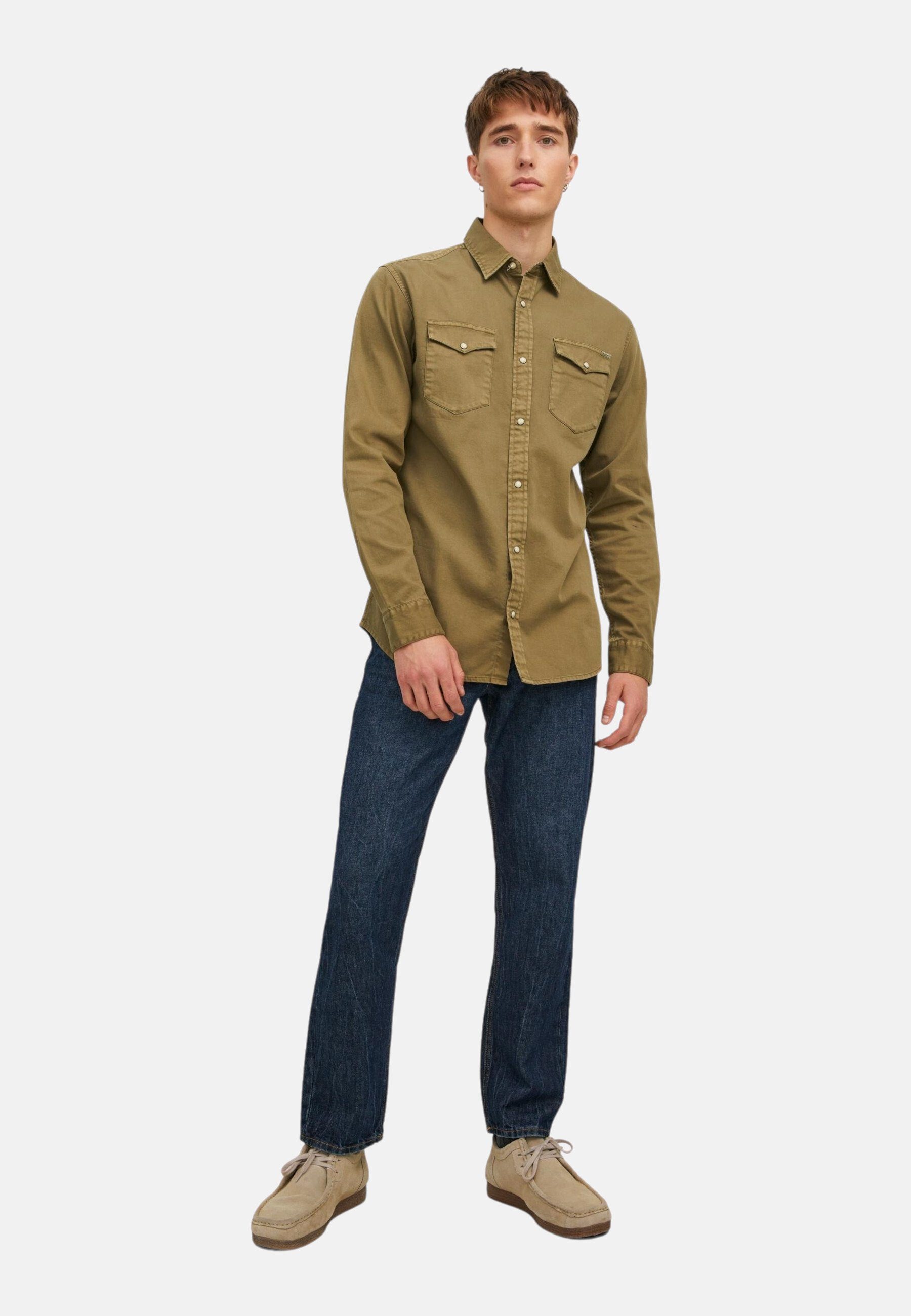 Jack & Jones Hemd Langarmhemd Sheridan (1-tlg) braun Langarmhemd