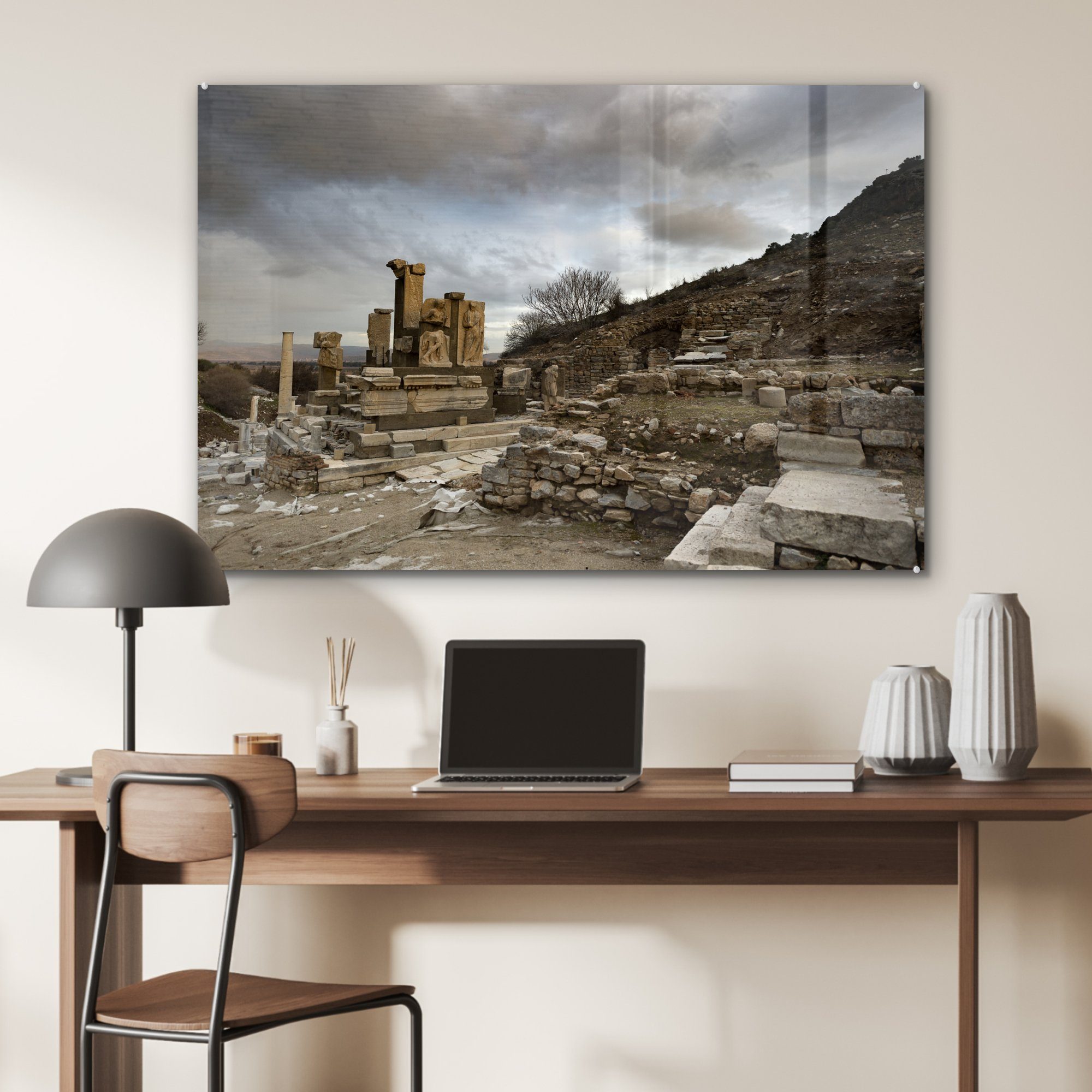 Wohnzimmer Wolken (1 St), Ruinen Acrylglasbild Türkei, in MuchoWow & den Acrylglasbilder der Schlafzimmer über Ephesus von