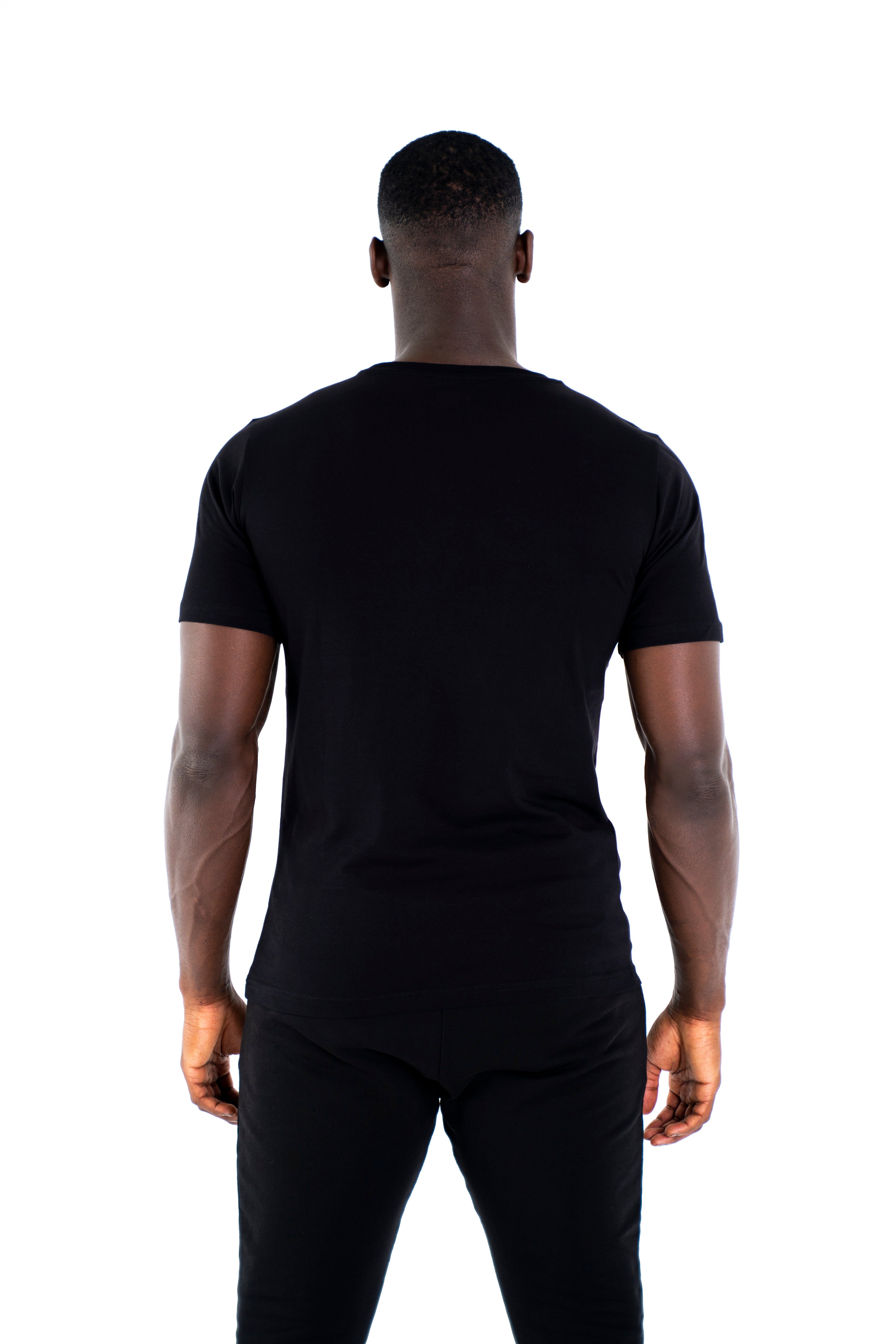 Universum Sportwear T-Shirt Modern schwarz Shirt Baumwoll C-Neck Rundhalsausschnitt, 100% Cotton