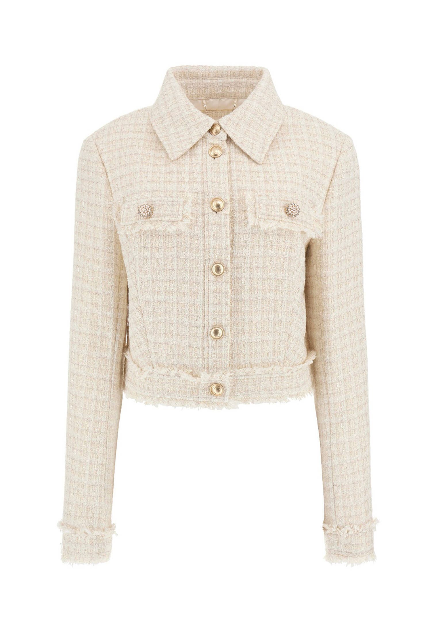 Guess Sommerjacke Damen Tweed-Jacke Cropped günstig online kaufen