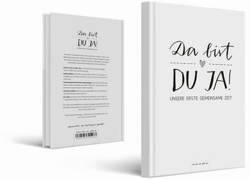 Eine der Guten Verlag Tagebuch Da bist du ja! Unsere erste gemeinsame Zeit, Babytagebuch für das 1. Jahr, Baby Diary zum Eintragen für das erste Lebensjahr, Geburtsgeschenk für Jungen & Mädchen, Premium Hardcover A5, weiß mint