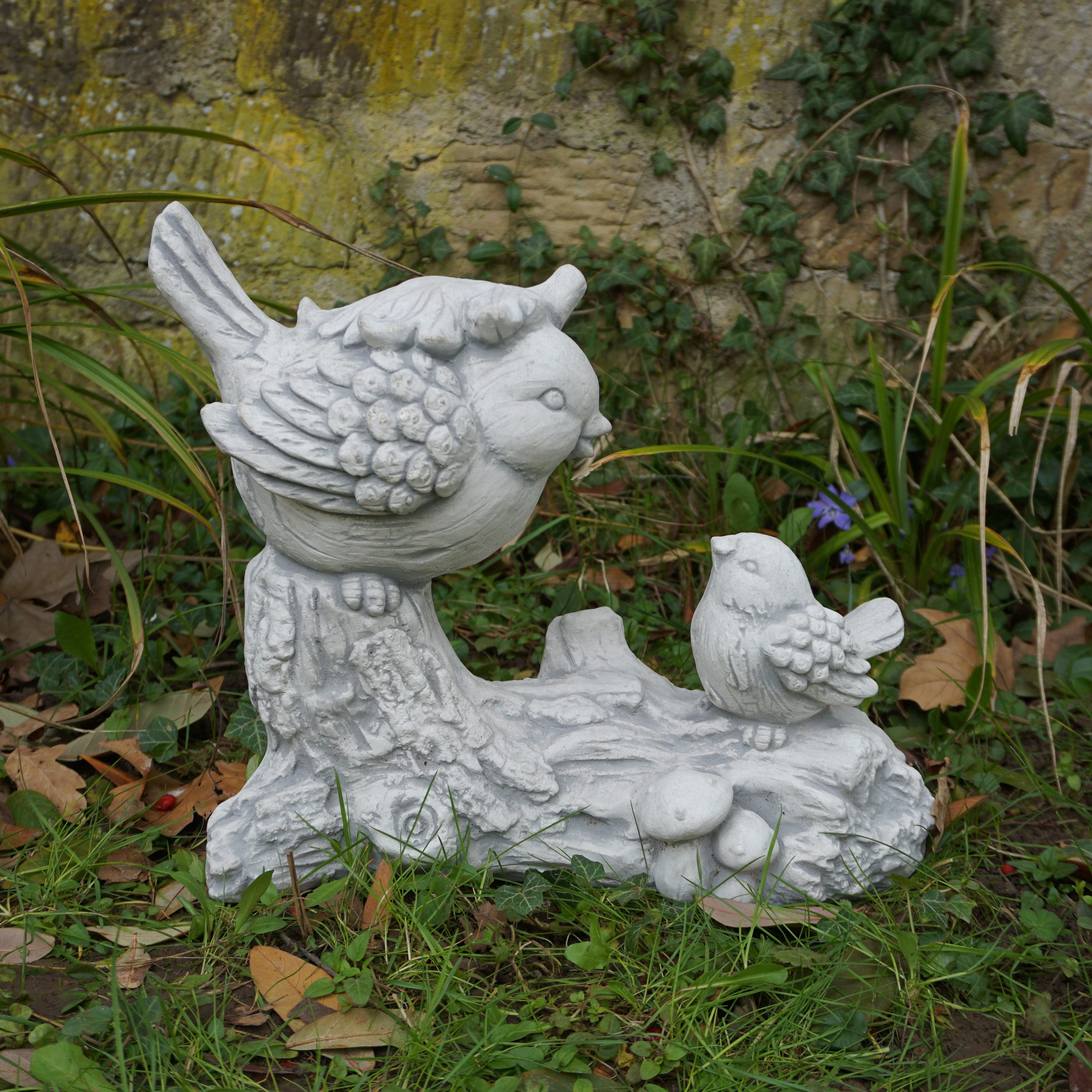 gartendekoparadies.de Gartenfigur Lustiges Vogel-Paar auf AST, Steinfigur, H. 30 cm, 9 kg, Frostsicher