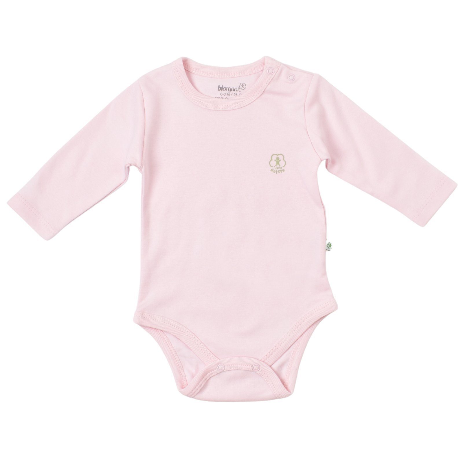 biorganic Langarmbody Basic Nature GOTS-Zertifiziert rosa