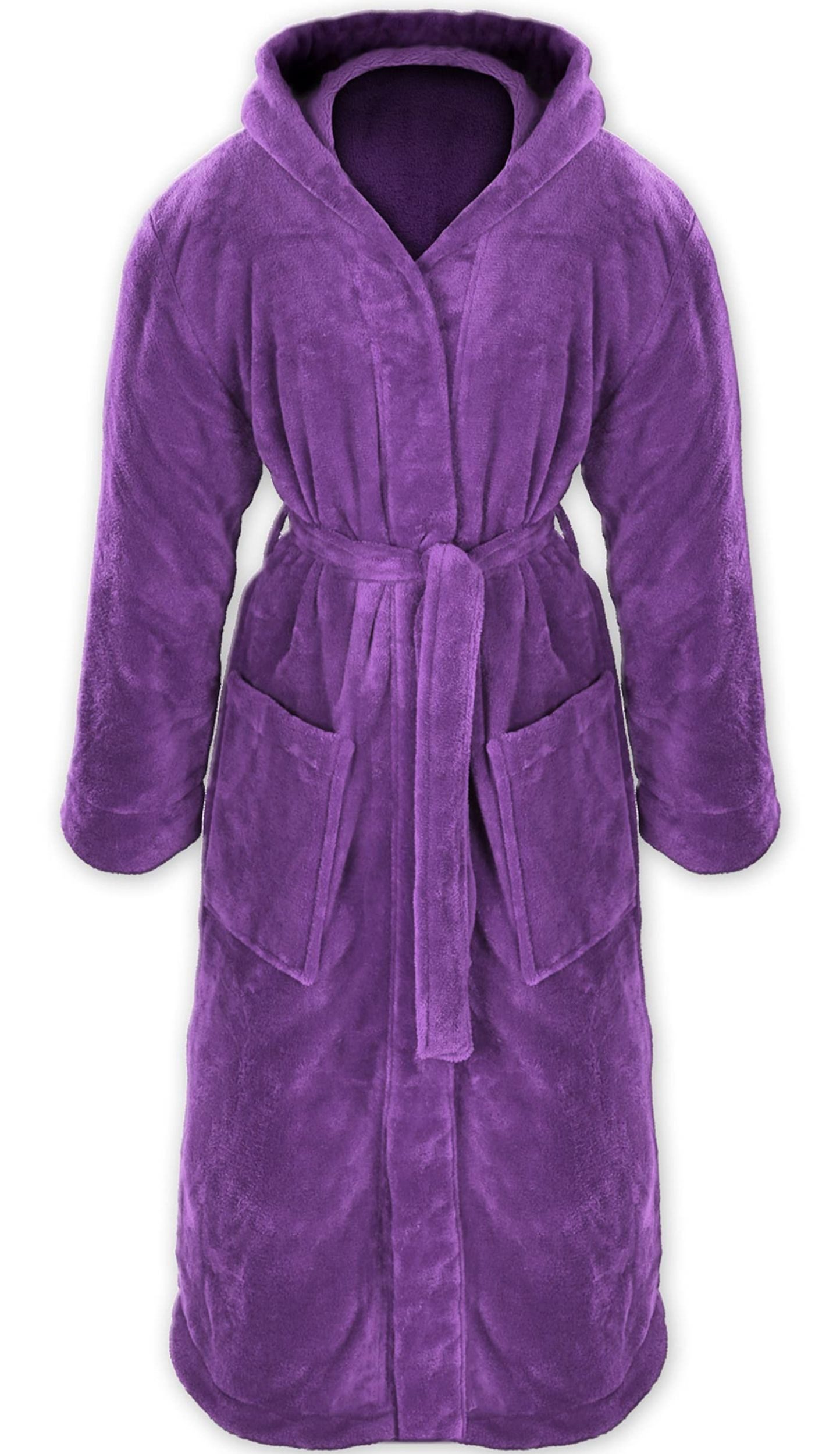 Gräfenstayn Unisex-Bademantel Bademantel Kapuze Flanell Fleece, XXXL Lila, günstig online kaufen