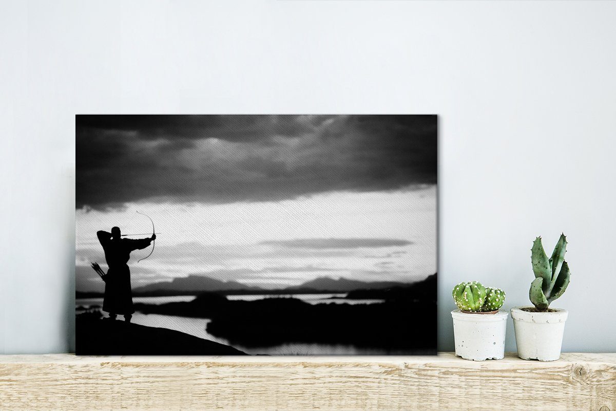 Jagd Leinwandbilder, OneMillionCanvasses® Mann St), 30x20 (1 Wanddeko, Leinwandbild Aufhängefertig, Bogenschießen, cm Wandbild