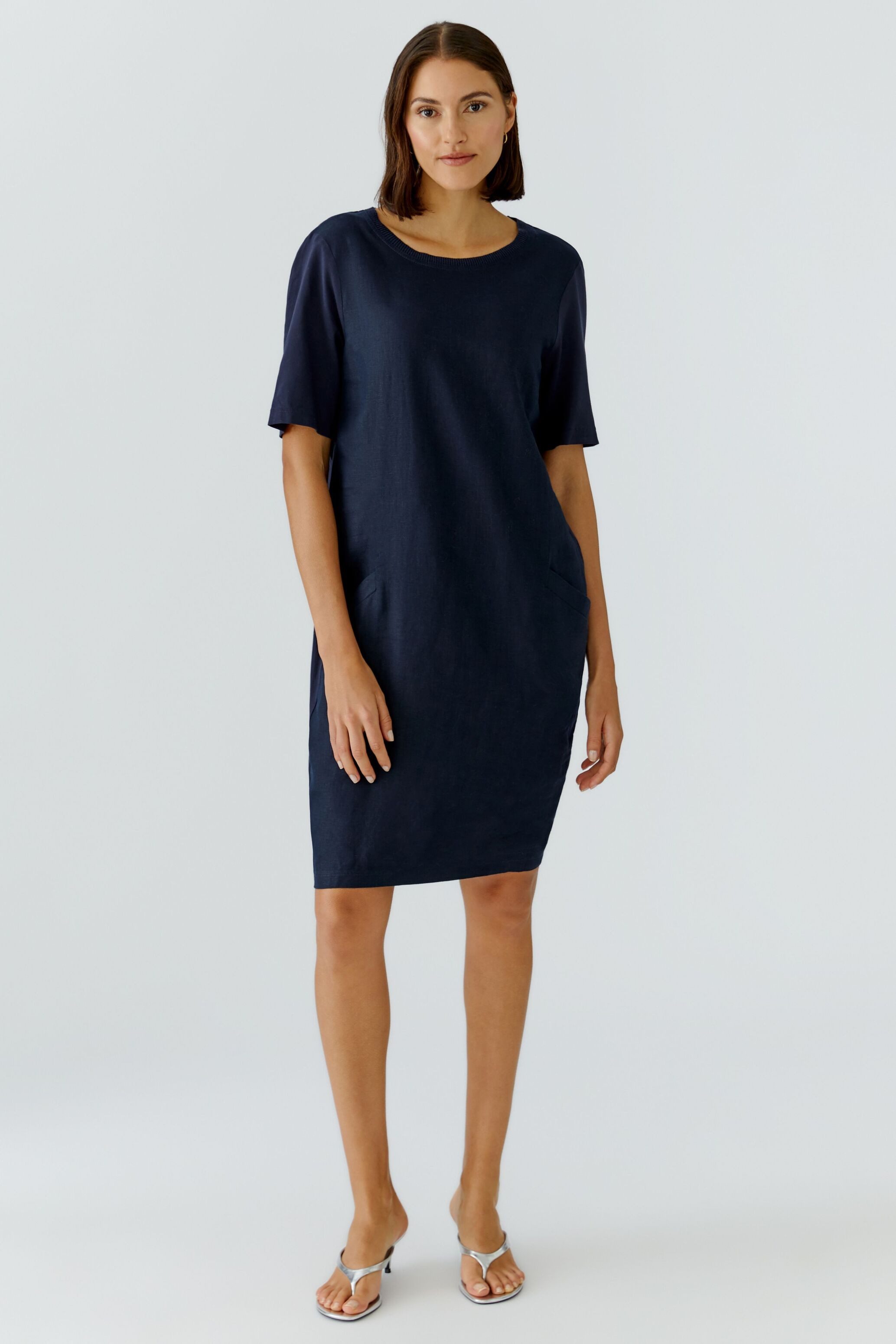 Oui Sommerkleid Leinen-Baumwollpatch