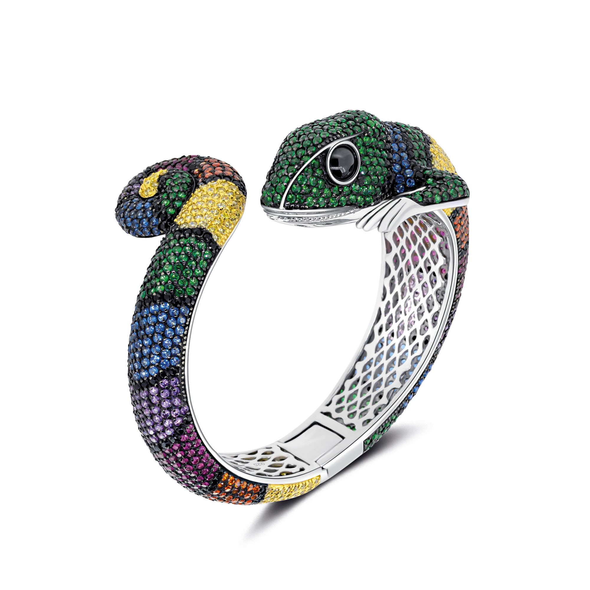 Seinerzeit FLORA & FAUNA Silberarmband Theo Chamäleon Armreif (1-tlg), Material: 925 Sterling Silber, rhodiniert, geschwärzt, vergoldet