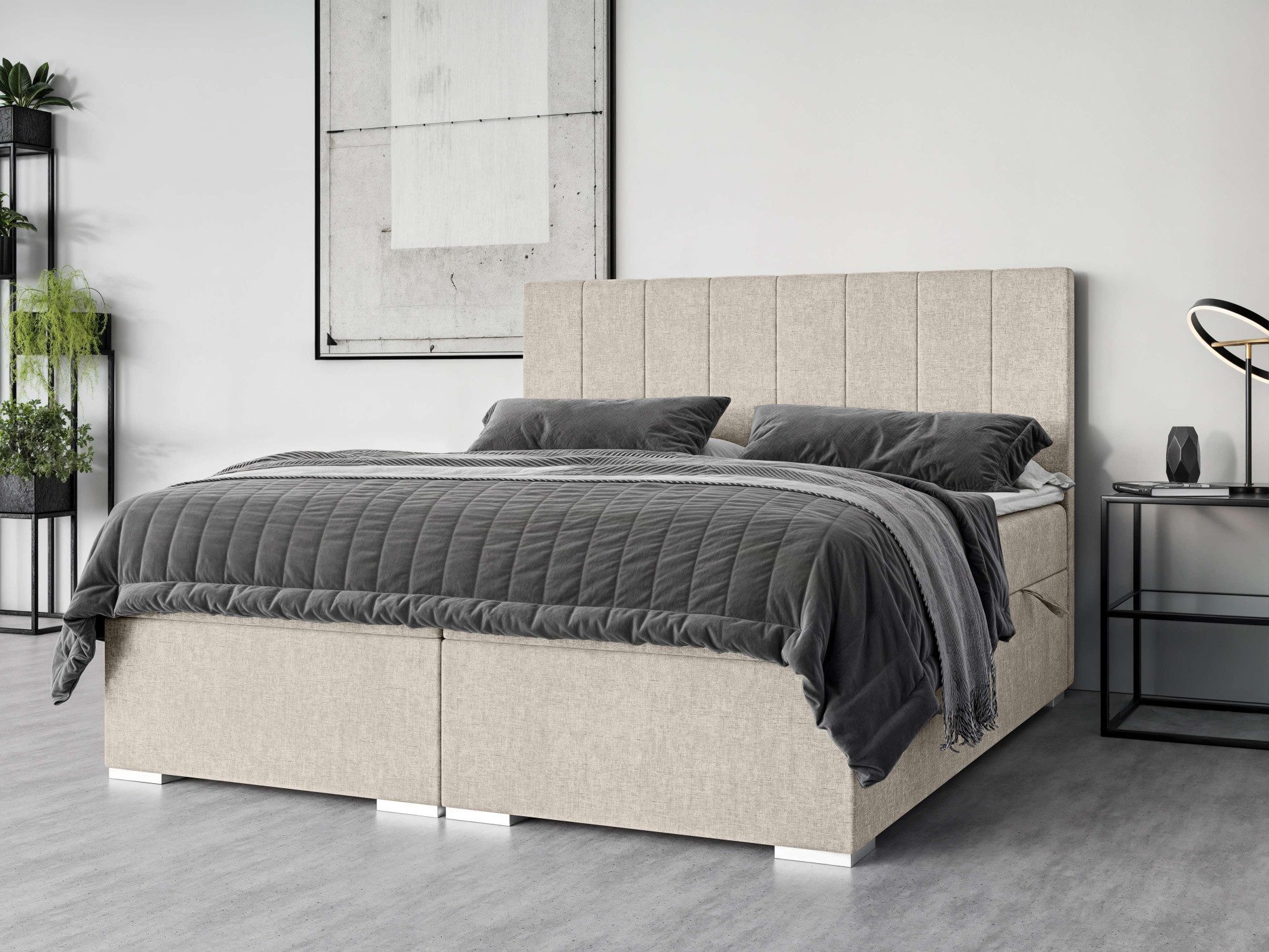 Home affaire Bett Ginoro mit Matratze und Topper, in 3 Breiten (140, 160 und 180 cm), Boxspringbett mit Kopfteil, Bettkasten, Matratze (BFK/TFK) und Topper