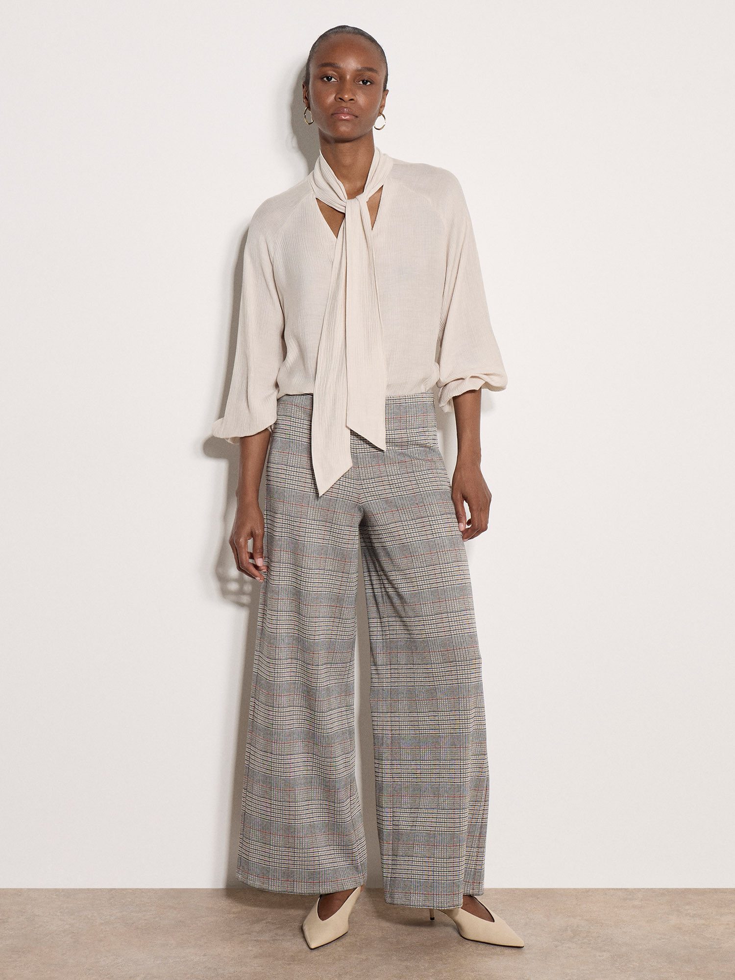 Apricot Stoffhose Weite Hose mit Heritage-Karomuster