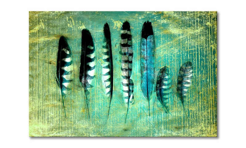 WandbilderXXL Leinwandbild Blue Feathers, Ferdern (1 St), Wandbild,in 6 Größen erhältlich