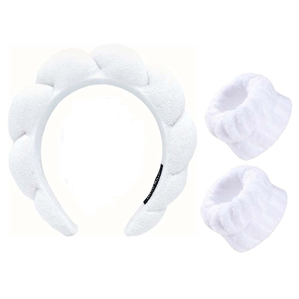 CTGtree Haarband Gesicht Stirnband Handgelenk Handgelenk Waschbänder Set Weiß