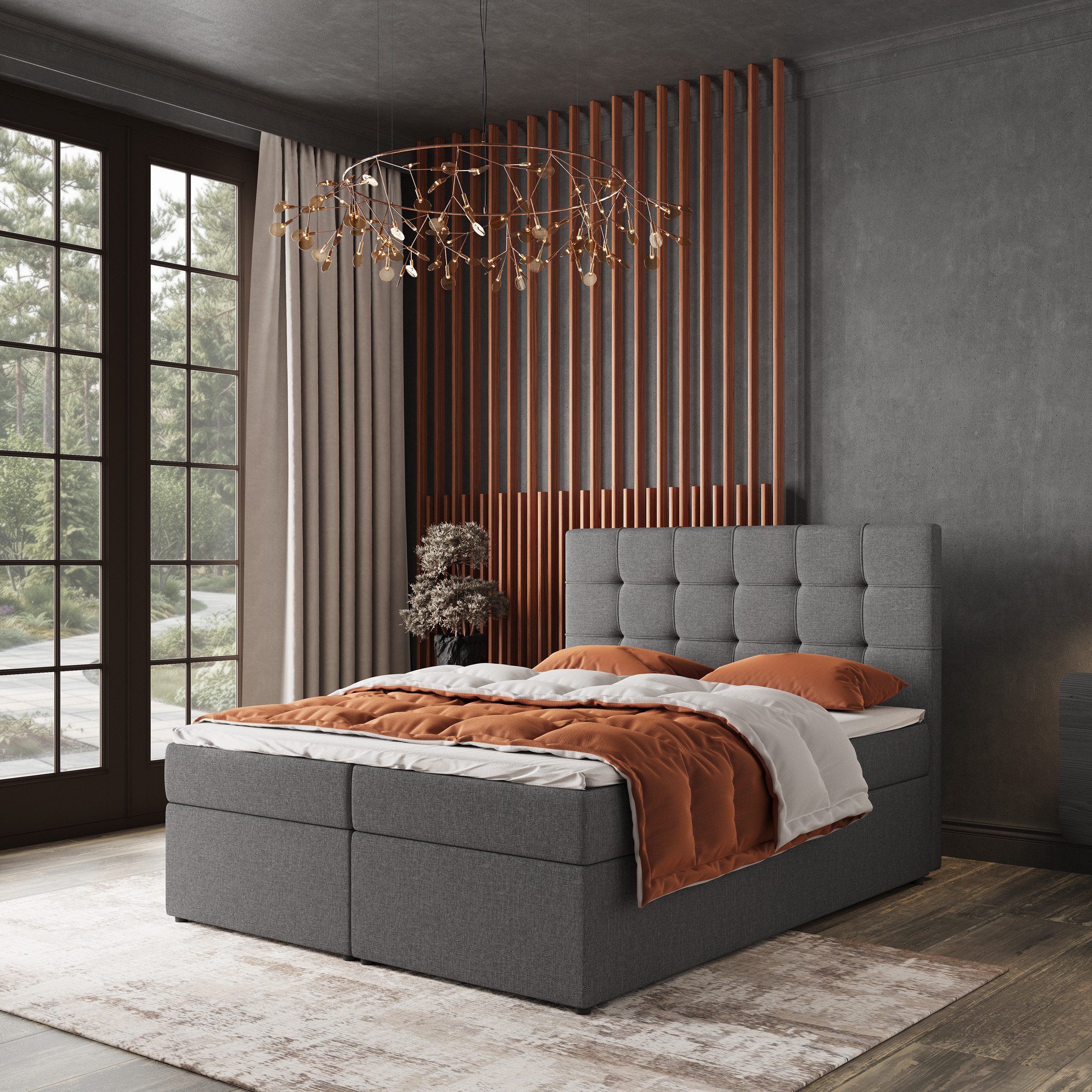 Masseno Boxbett PALMA 140x200 cm mit Bonell Matratze und Topper