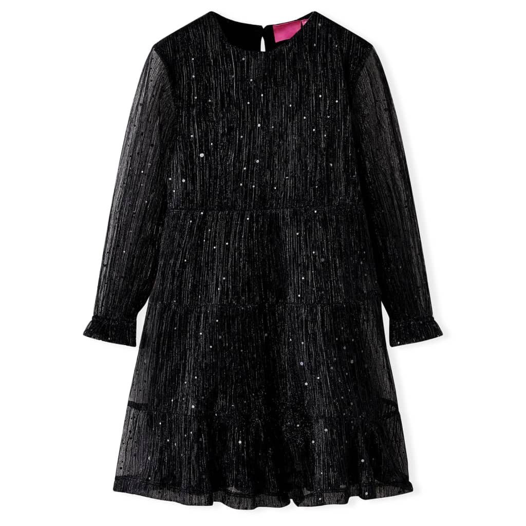 Druckkleid Kinderkleid mit Langen Ärmeln Schwarz 92