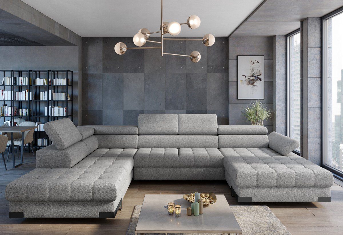 Sofa Dreams Wohnlandschaft Selva XL, Strukturstoff, grau, mit Bettfunktion, mit Bettkasten