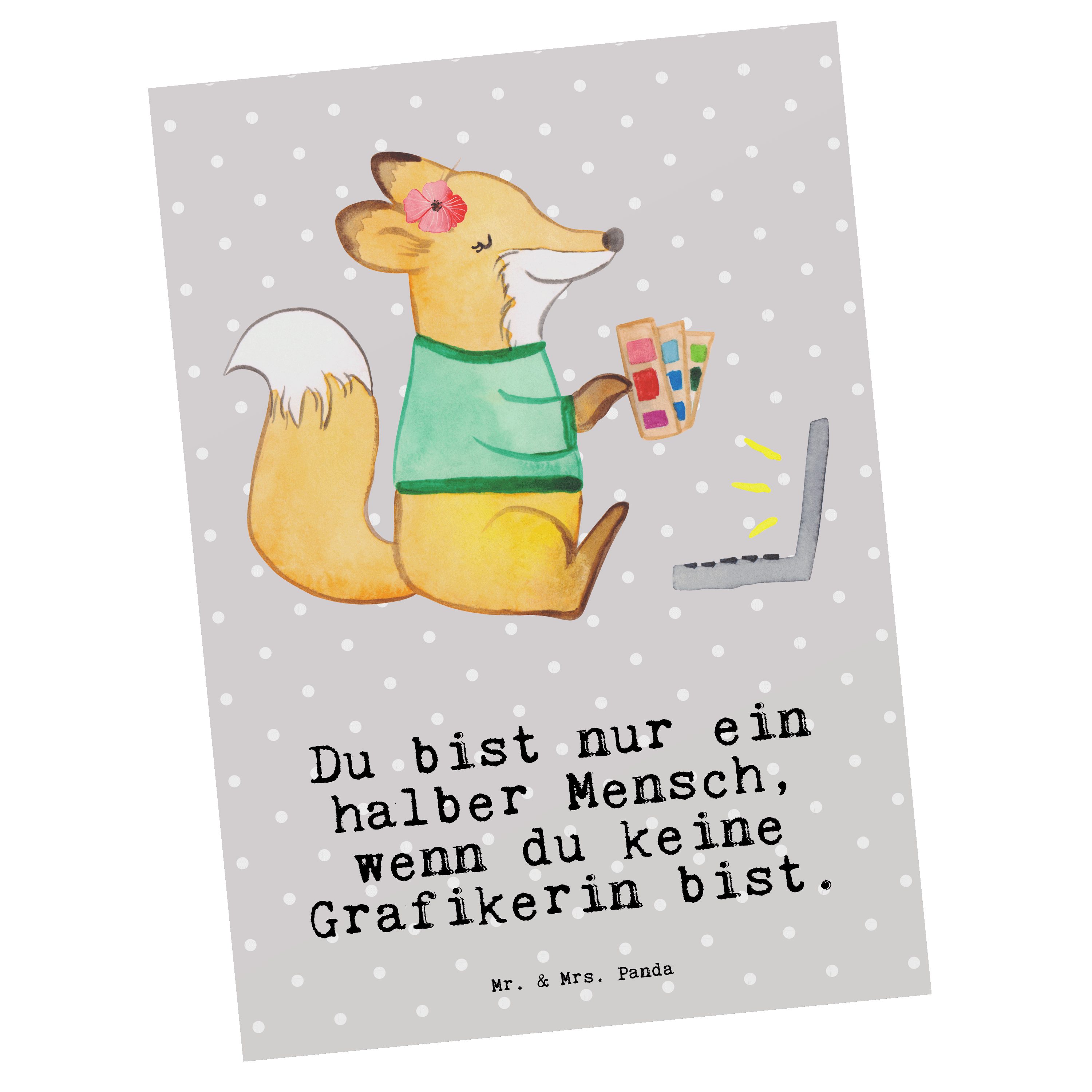 Panda Pastell Grafi Grau Herz Postkarte Mrs. Geschenk, mit - Mr. Grafikerin Mediengestalter, - &