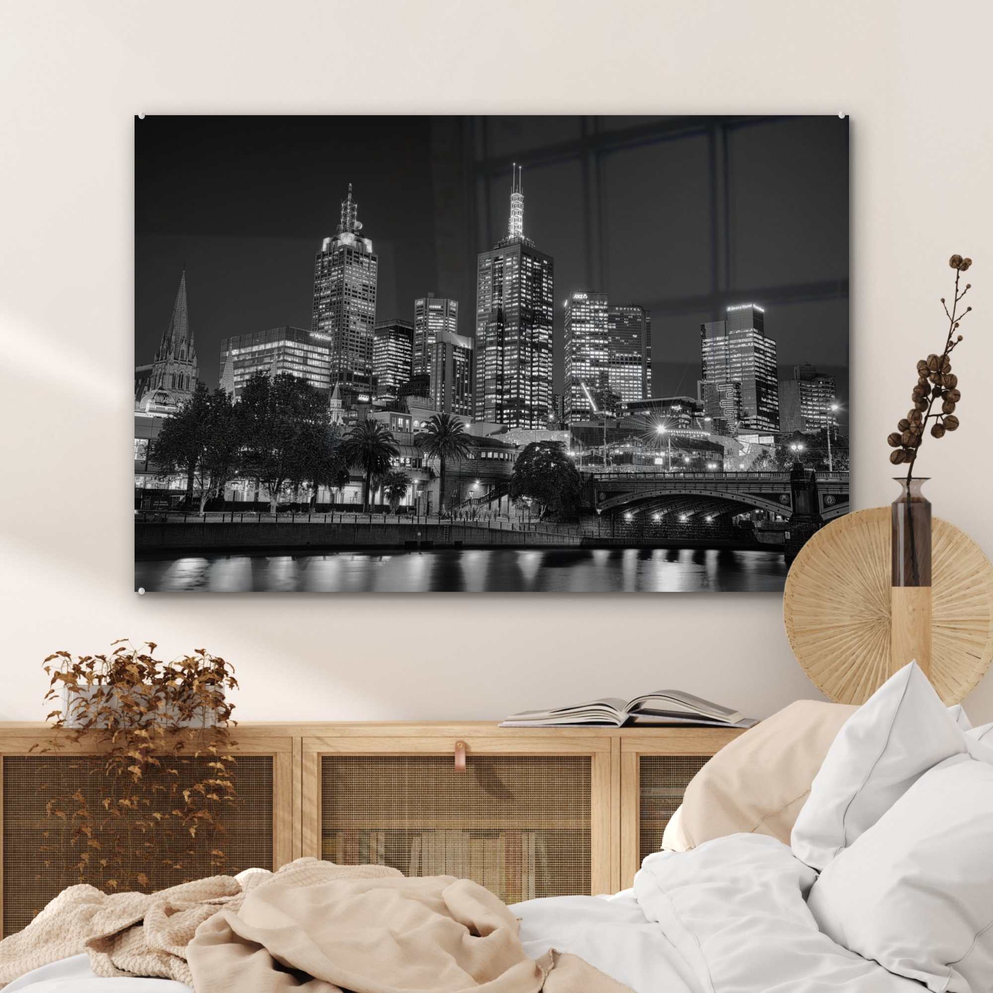 MuchoWow Acrylglasbild Melbourne - Australien St), (1 - Acrylglasbilder Schlafzimmer Weiß, Wohnzimmer - Schwarz &