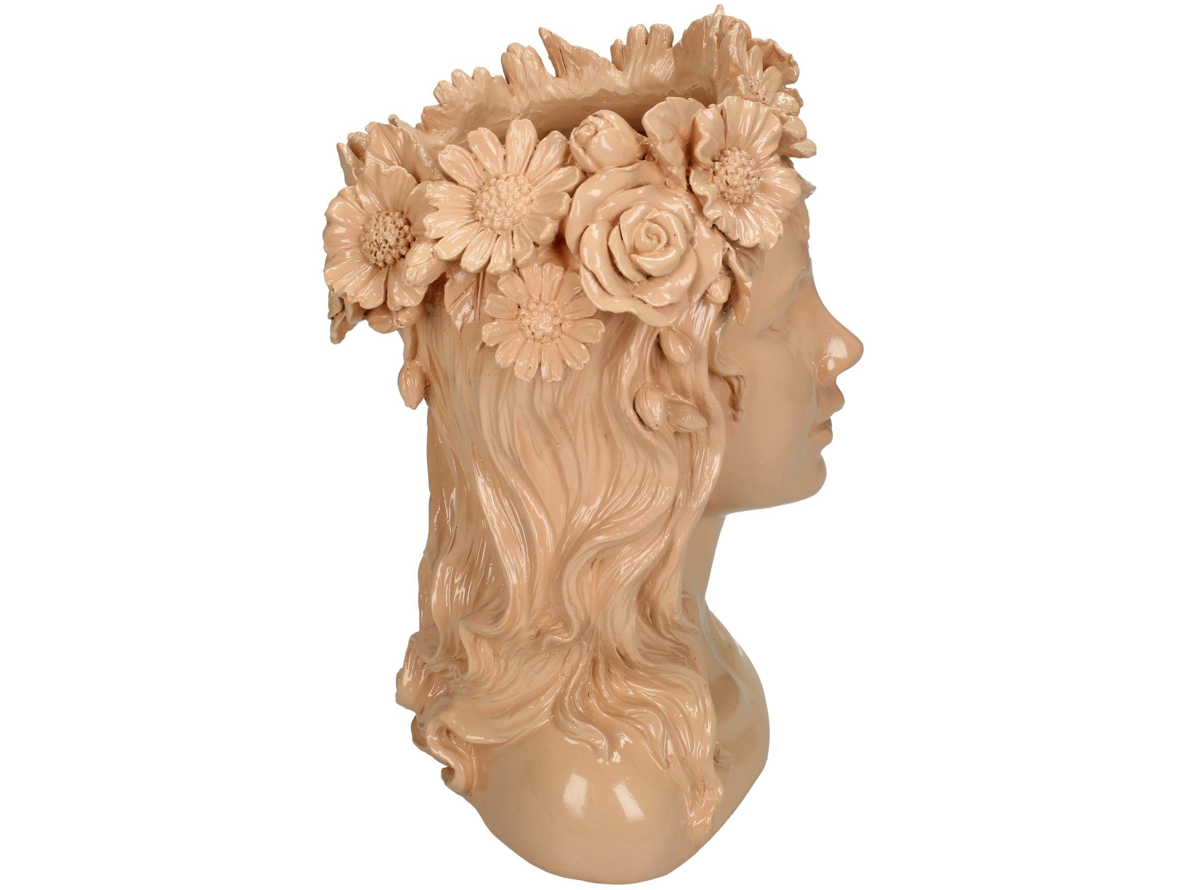 Engelnburg Polyresin Set) Damenblumen Pfirsich 1er 23,5x15x17 Dekovase Engelnburg Vase (kein Set, Blumenvase