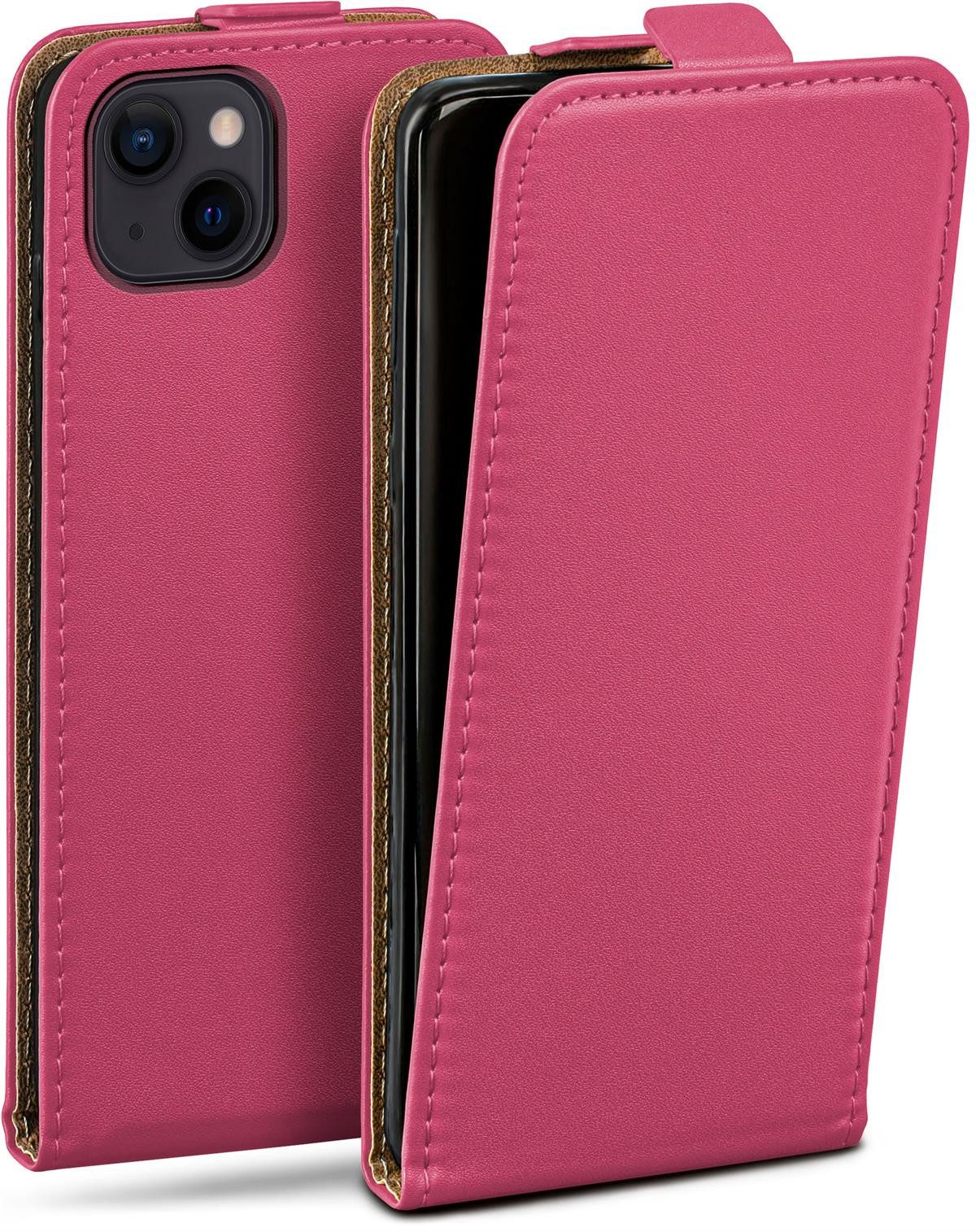 moex Handyhülle für iPhone 13 mini Hülle Klappbar Flip Case Pink 5,4 Zoll, 360 Grad Schutz Handytasche Leder Optik PU Lederhülle Cover Klapphülle
