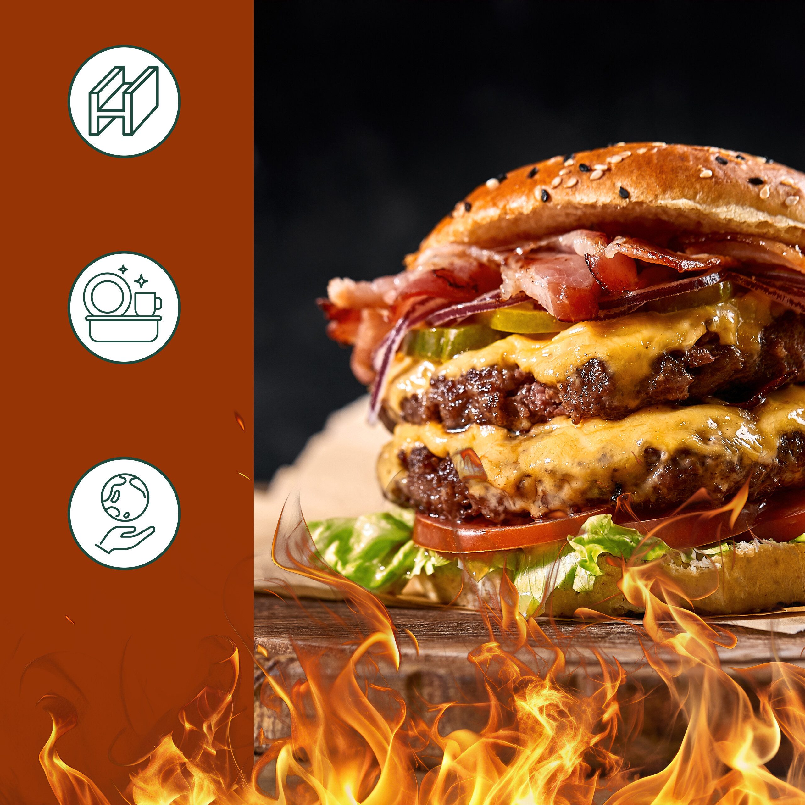relaxdays Burgerpresse Smash Burger Set 3-teilig Edelstahl (3 St), Edelstahl