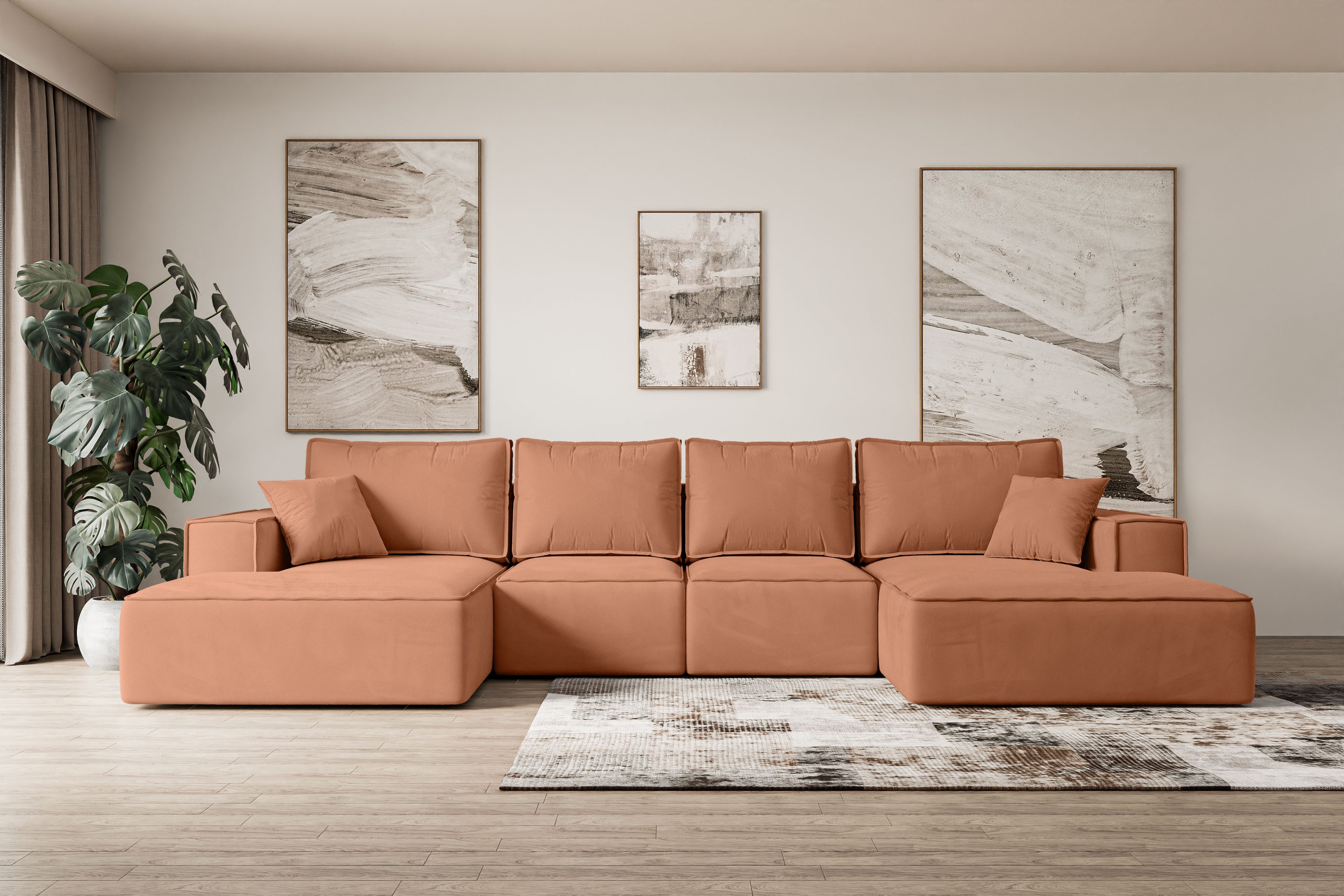 ALTDECOR Wohnlandschaft SIERRA-U-S, Couch mit Schlaffunktion, Wohnzimmer - Wohnlandschaft, Corner Sofa Bett Eckcouch Couch L-Form Schlafcouch Ausziehbar