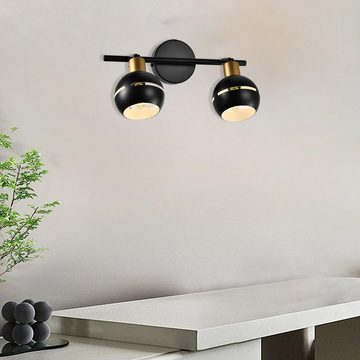 LQWELL Wandleuchte E27 Deckenlampe Drehbare Wandlampe, LED Deckenleuchte Strahler, Deckenstrahler, für Schlafzimmer Wohnzimmer Esszimmer Bar Geschäft Studio, Mattschwarz Metall, 2 Flammig