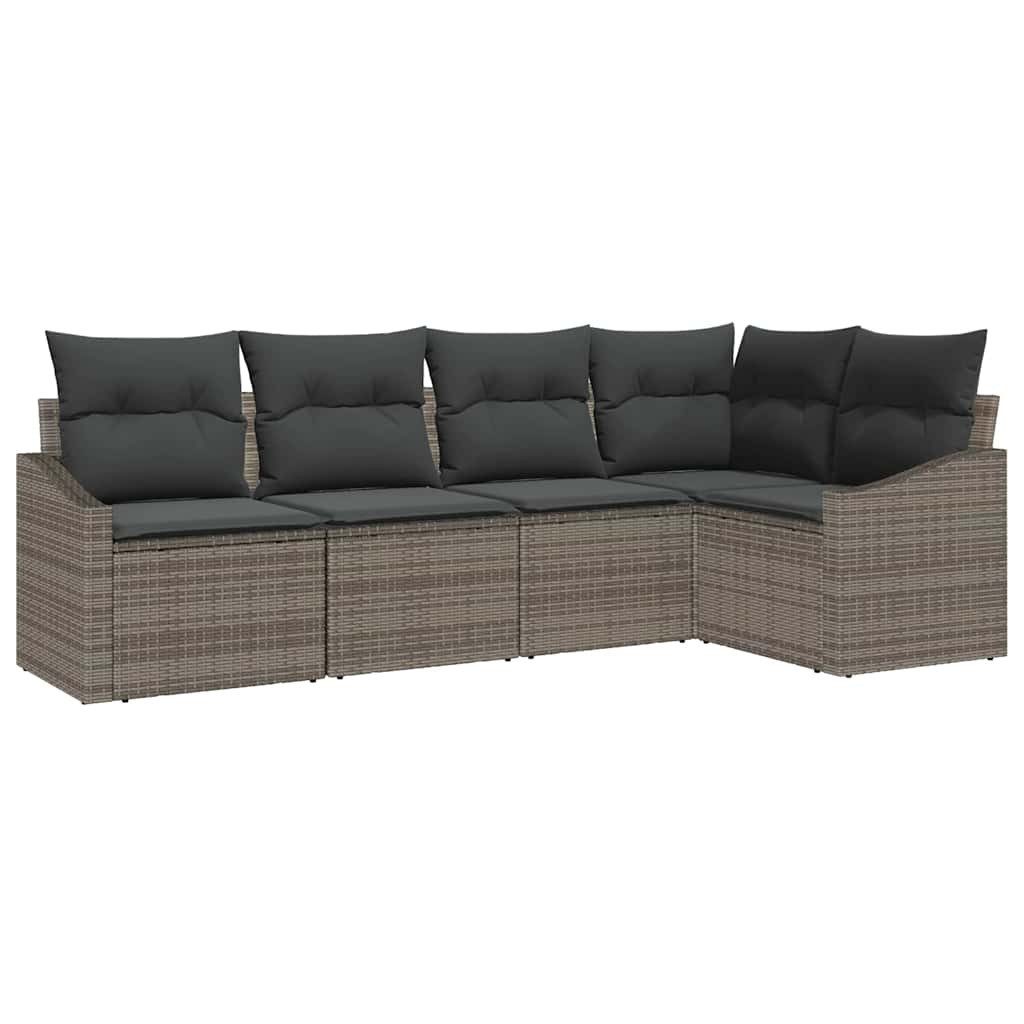 vidaXL Loungesofa Gartensofa-set 5 stk. Grau Poly-Rattan, 5 Teile