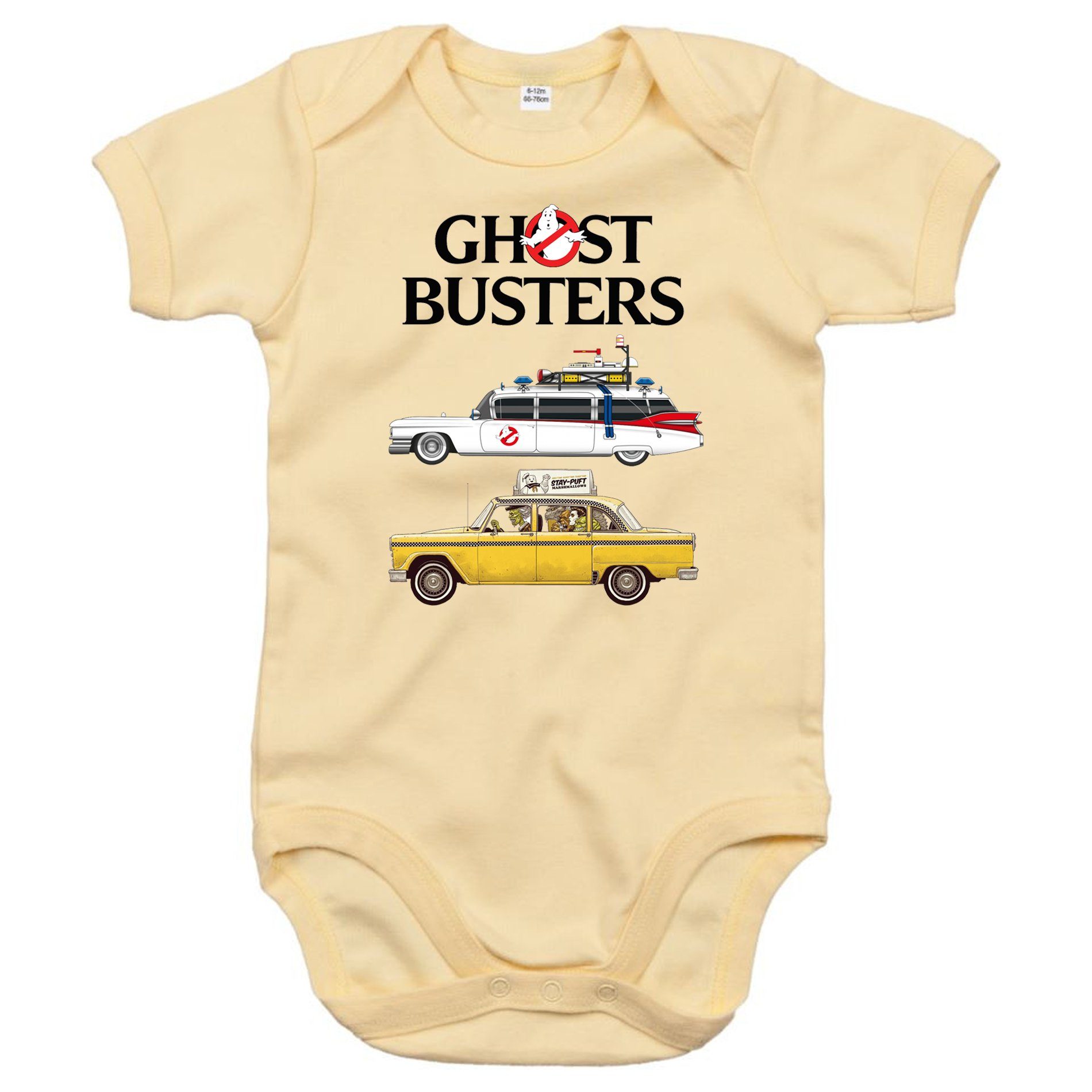 Blondie & Brownie Strampler Kinder Baby Ghostbusters Cars Auto Geisterjäger Geister Film Ghost Beige