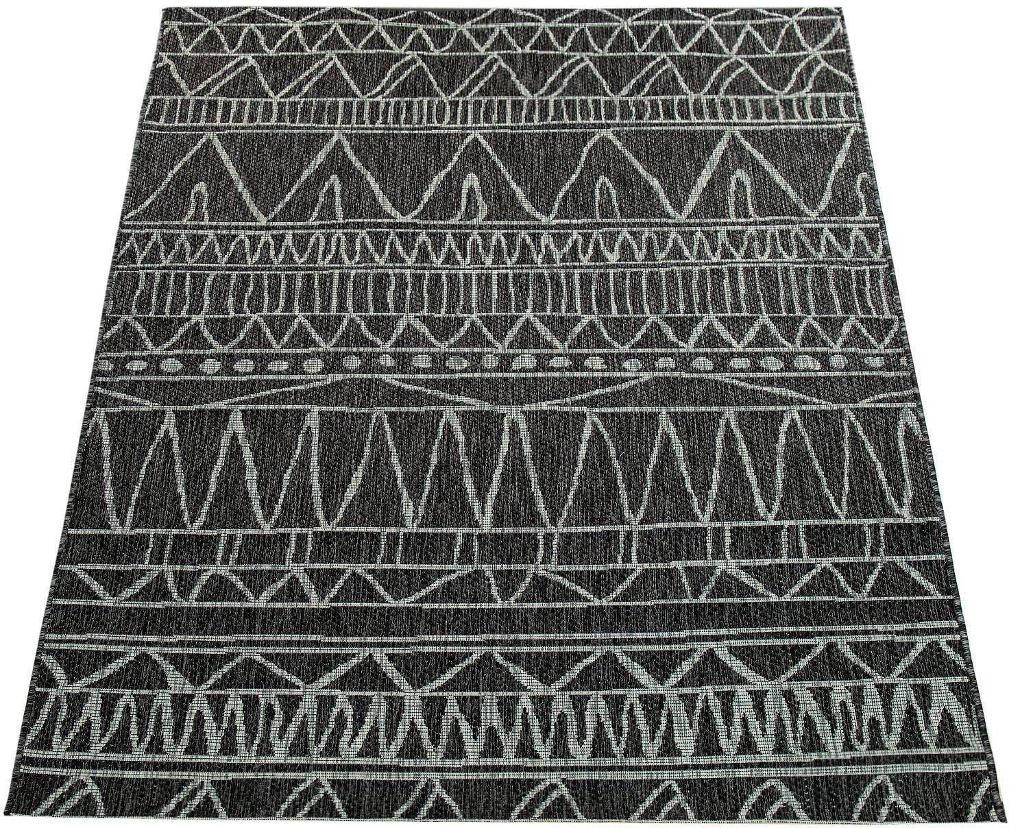 Teppich Illusion 321, und mm, Outdoor Höhe: Home, Paco 5 Flachgewebe, UV-beständig schwarz geeignet, modernes Design, In- rechteckig