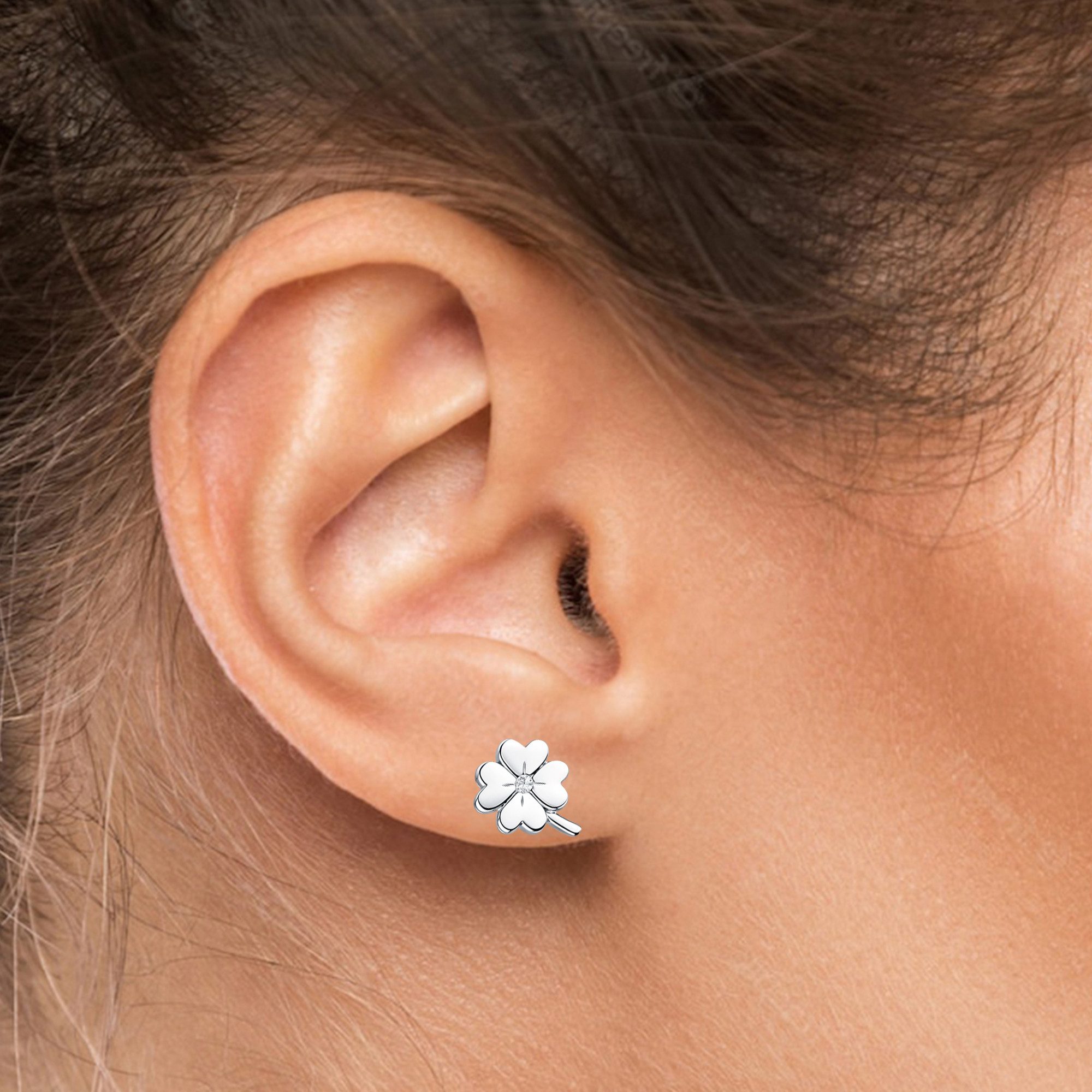 Limana Paar Ohrstecker Glücks Kleeblatt Mädchen Ohrringe 925 Silber Geschenk Schmuck (Kinder Silberschmuck inkl. Dose), Ostern Weihnachten Geburtstag Einschulun – Bild 3 von 5