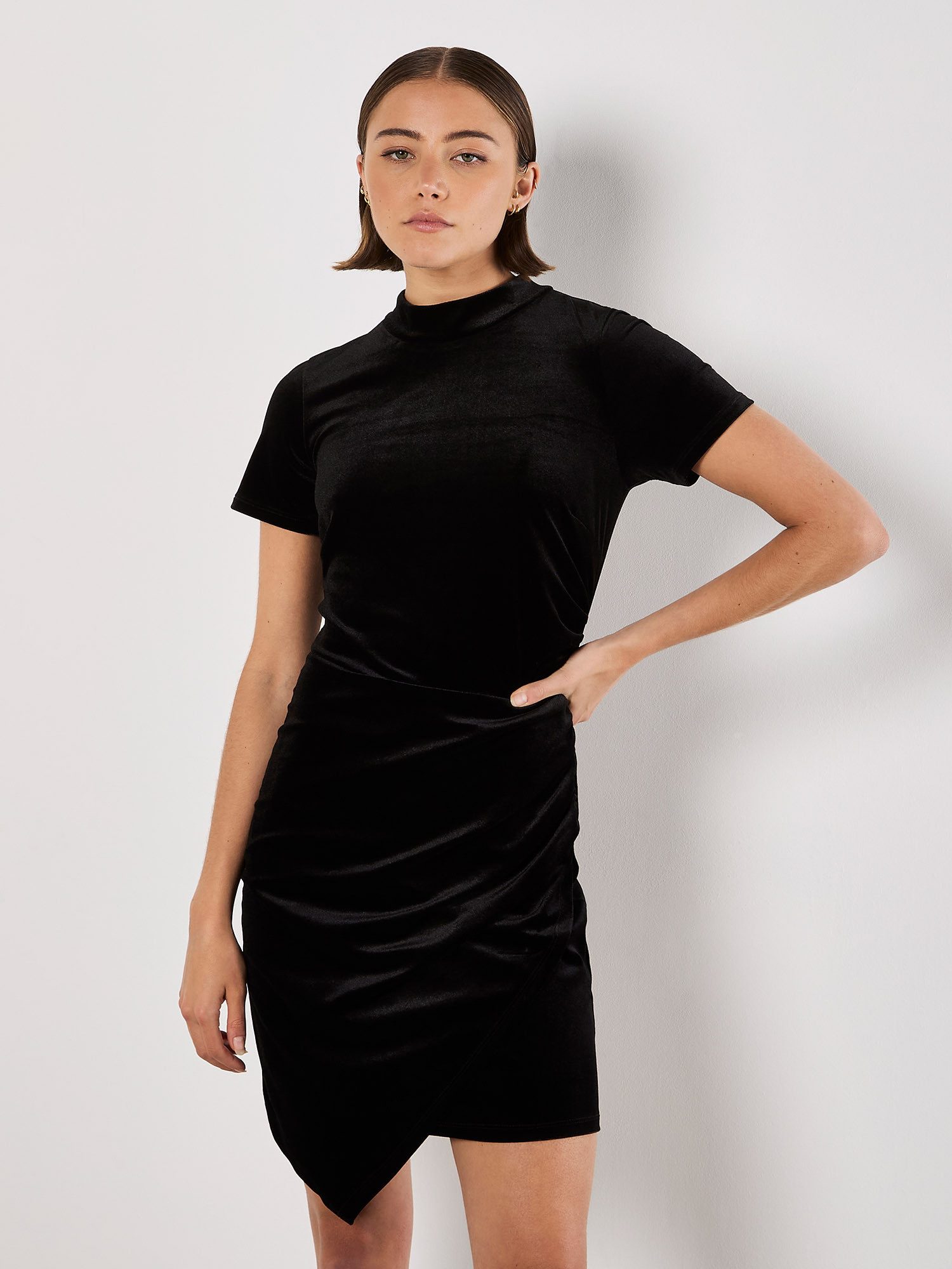 Apricot Partykleid Minikleid aus Samt, mit günstig online kaufen