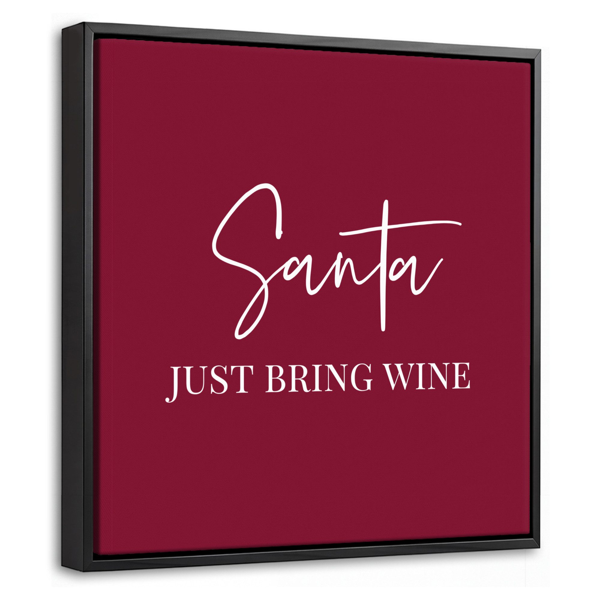 OneMillionCanvasses® Leinwandbild mit Rahmen - Weihnachtsmann - Wein - Rot - Weihnachten - Weihnachtsman, Fotodruck (1 St), Leinwand Bilder Klein, Wand Dekoration Aesthetic 20x20cm