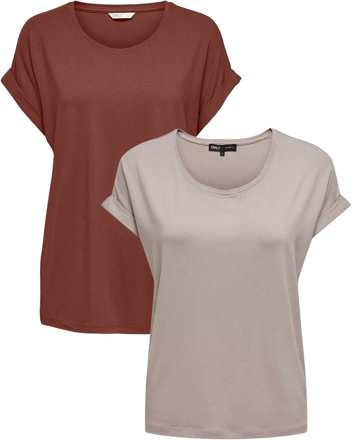 ONLY T-Shirt Stilvolles Basic Shirt mit Rundhalsausschnitt (2er-Pack) unifa günstig online kaufen