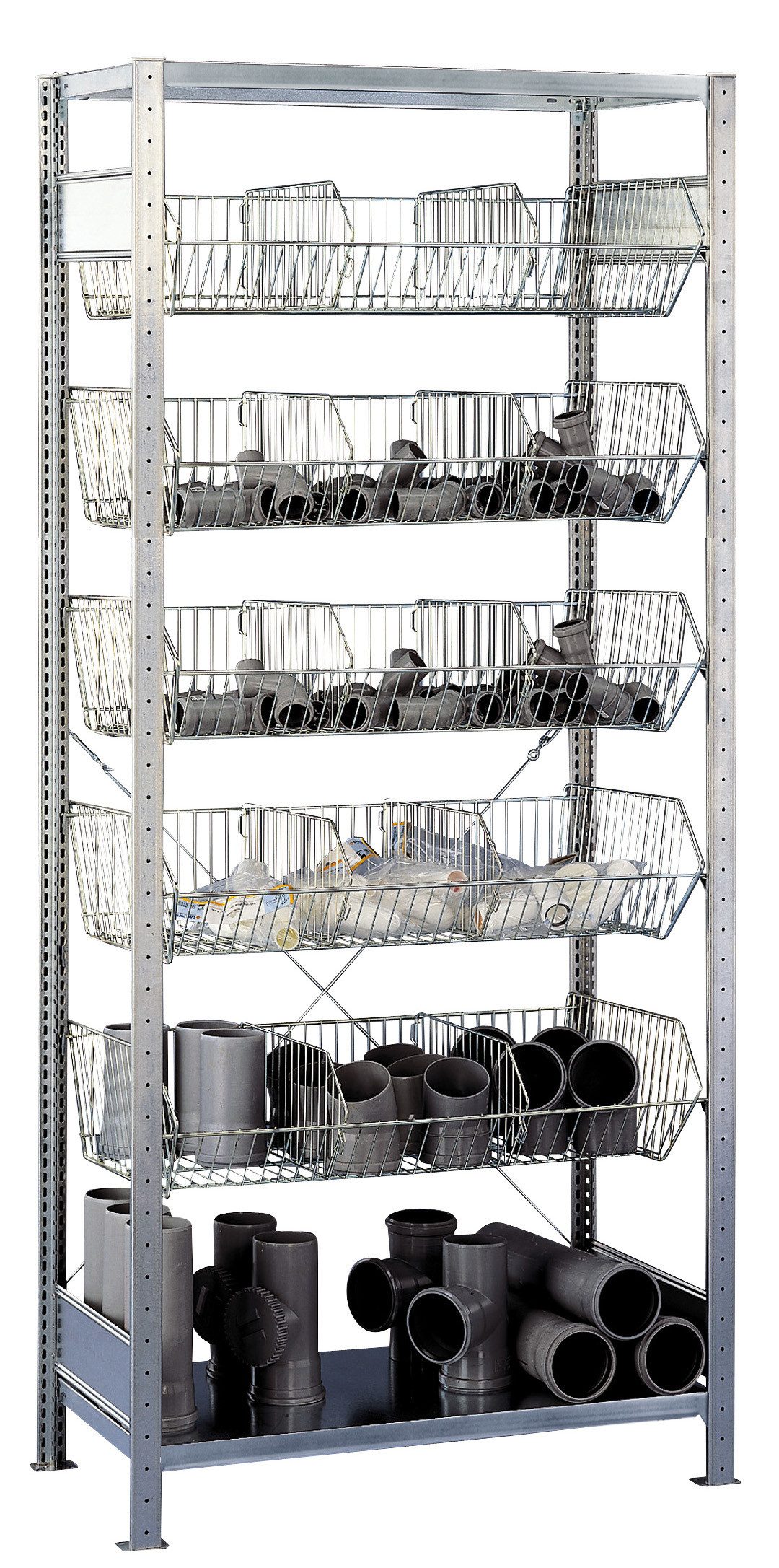 Steckregal Grundregal, Drahtgitterkorbregal MULTIplus150, 2300 x 1000 x 500 mm