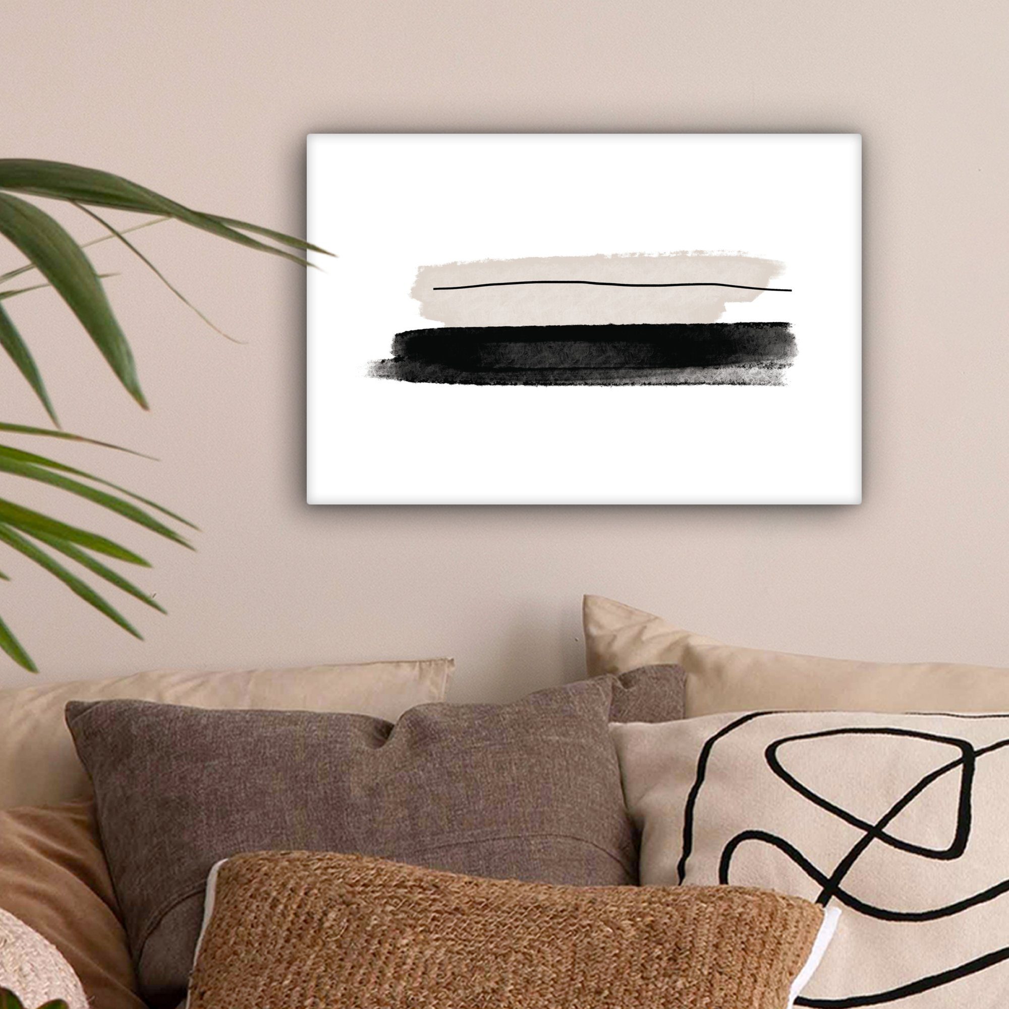 OneMillionCanvasses® Leinwandbild Abstrakt - Linien - Schwarz - Beige - Kun günstig online kaufen