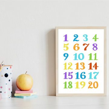 Tigerlino Poster 4er Set ABC, Zahlen, Monate & Tage Lernposter Alphabet Kinderzimmer