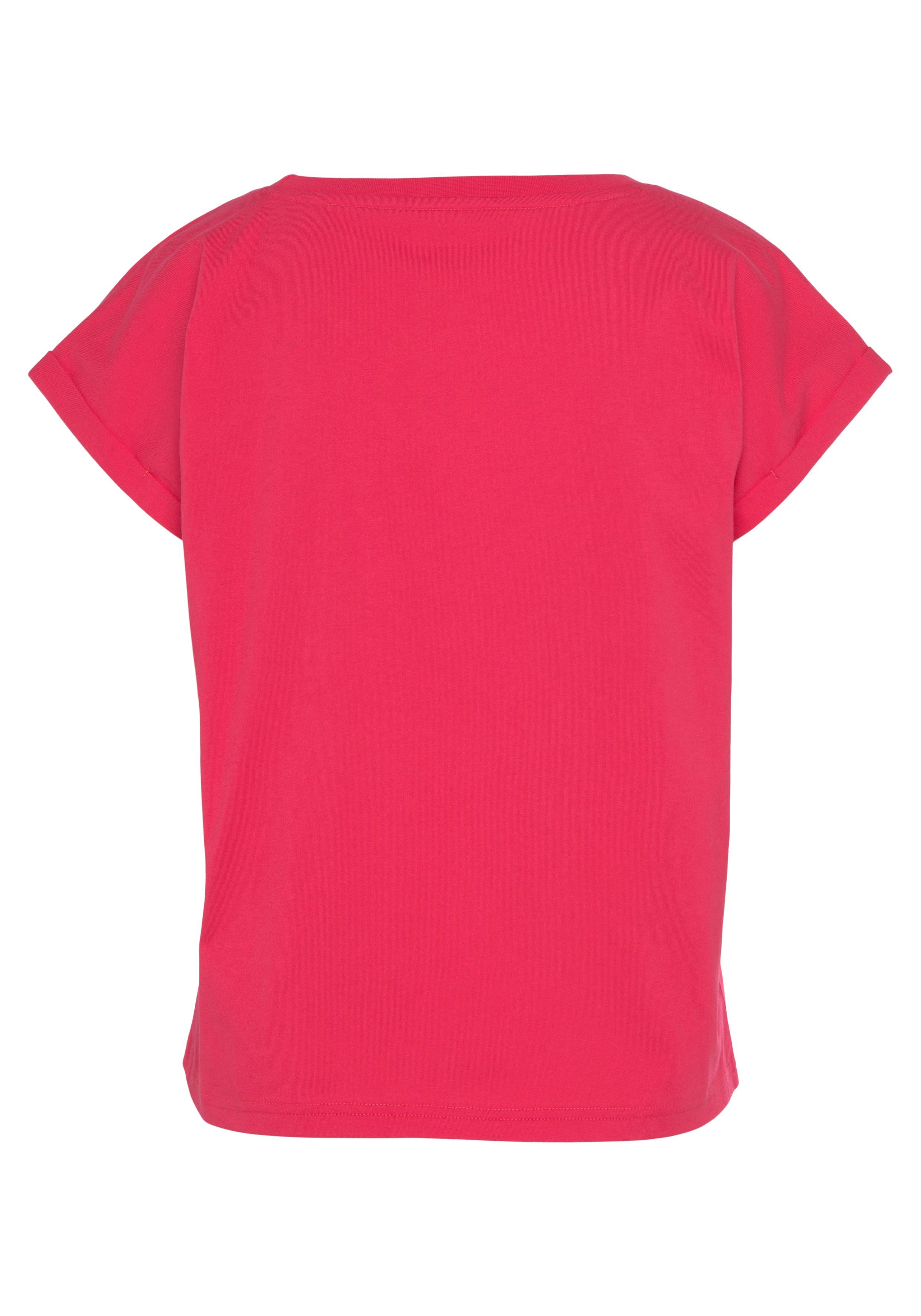 Bench. Loungewear T-Shirt -Kurzarmshirt, pink Loungewear Loungeshirt mit Logodruck, glänzendem