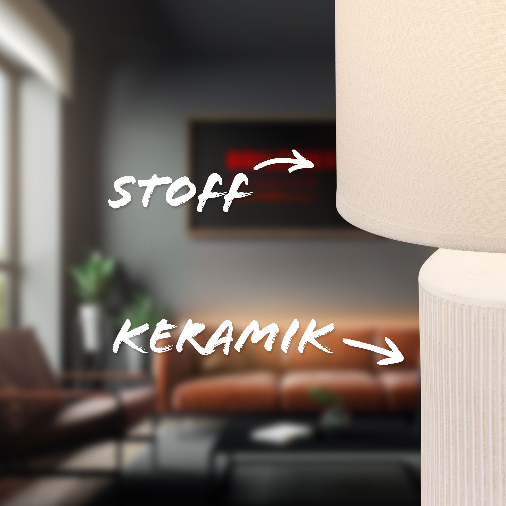 Briloner Leuchten Tischleuchte LED Tischlampe Wohnzimmer Keramik Kommodenlampe E14, ohne Leuchtmittel, Tischlampe max. 10W Schlafzimmer Wohnzimmer Nachttisch