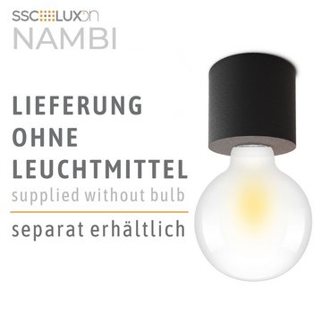 SSC-LUXon Aufbauleuchte NAMBI 4 Stück kleine Deckenlampe E27 schwarz rund Lampenfassung Decke