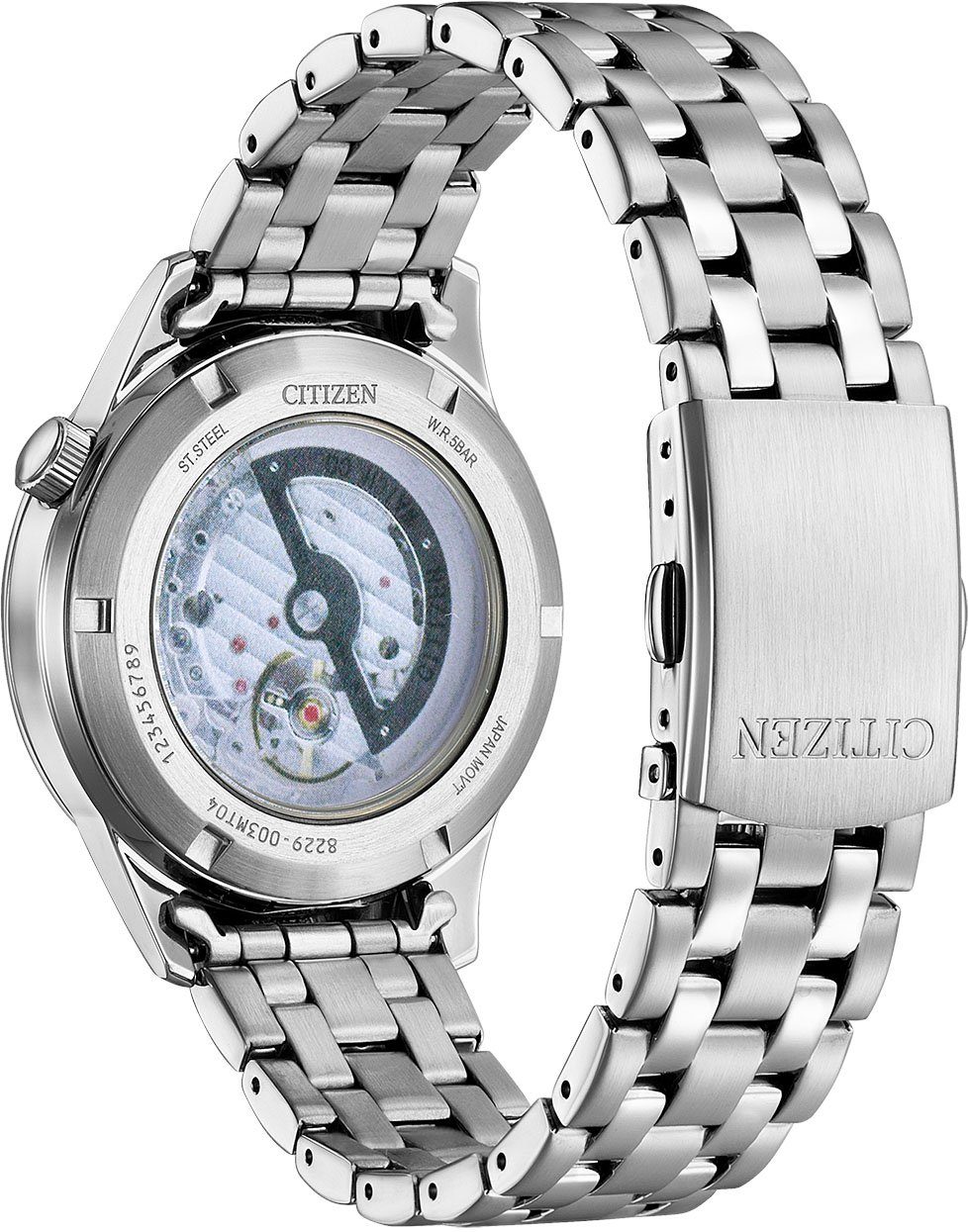 Citizen Automatikuhr NH9131-73L, Armbanduhr, Herrenuhr, Damenuhr, offene Unruh, Edelstahlarmband