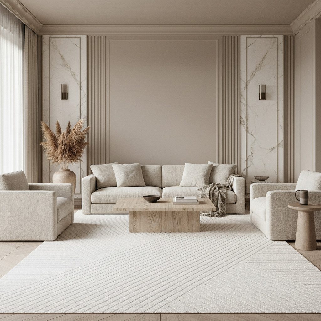 KADIMA DESIGN Teppich Kurzflorteppich ILLER 3D Struktur Beige Creme Silber Strapazierfähig, Läufer, Höhe: 14 mm, Creme, 80x150 cm, Strapazierfähig Fußbodenheizung 3D Waschbar