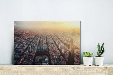 OneMillionCanvasses® Leinwandbild Architektur - Sonne - Barcelona, (1 St), Wandbild Leinwandbilder, Aufhängefertig, Wanddeko, 30x20 cm
