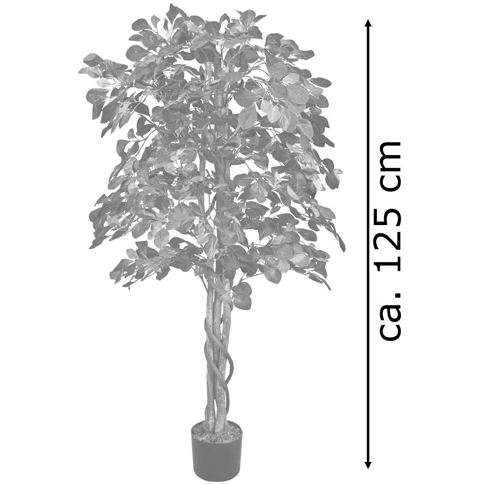 Kunstlicher Baum cm, Künstliche 125 Kunstbaum Kunstbaum Echtholz 125 Höhe Pflanze cm mit Decovego,