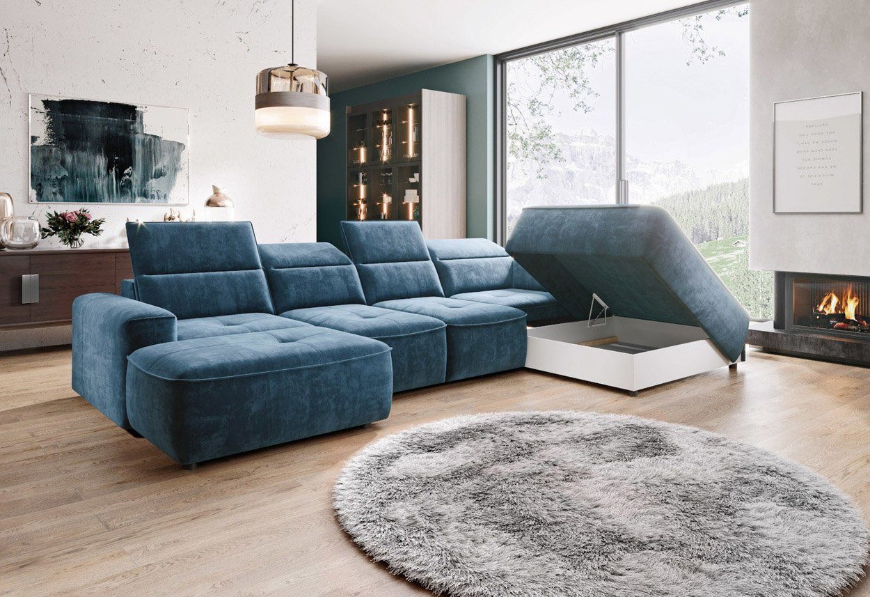 WOHNKLUSIV Wohnlandschaft Wohnlandschaft Ferrara - elektrische Sitztiefenverstellung, mit Relaxfunktion