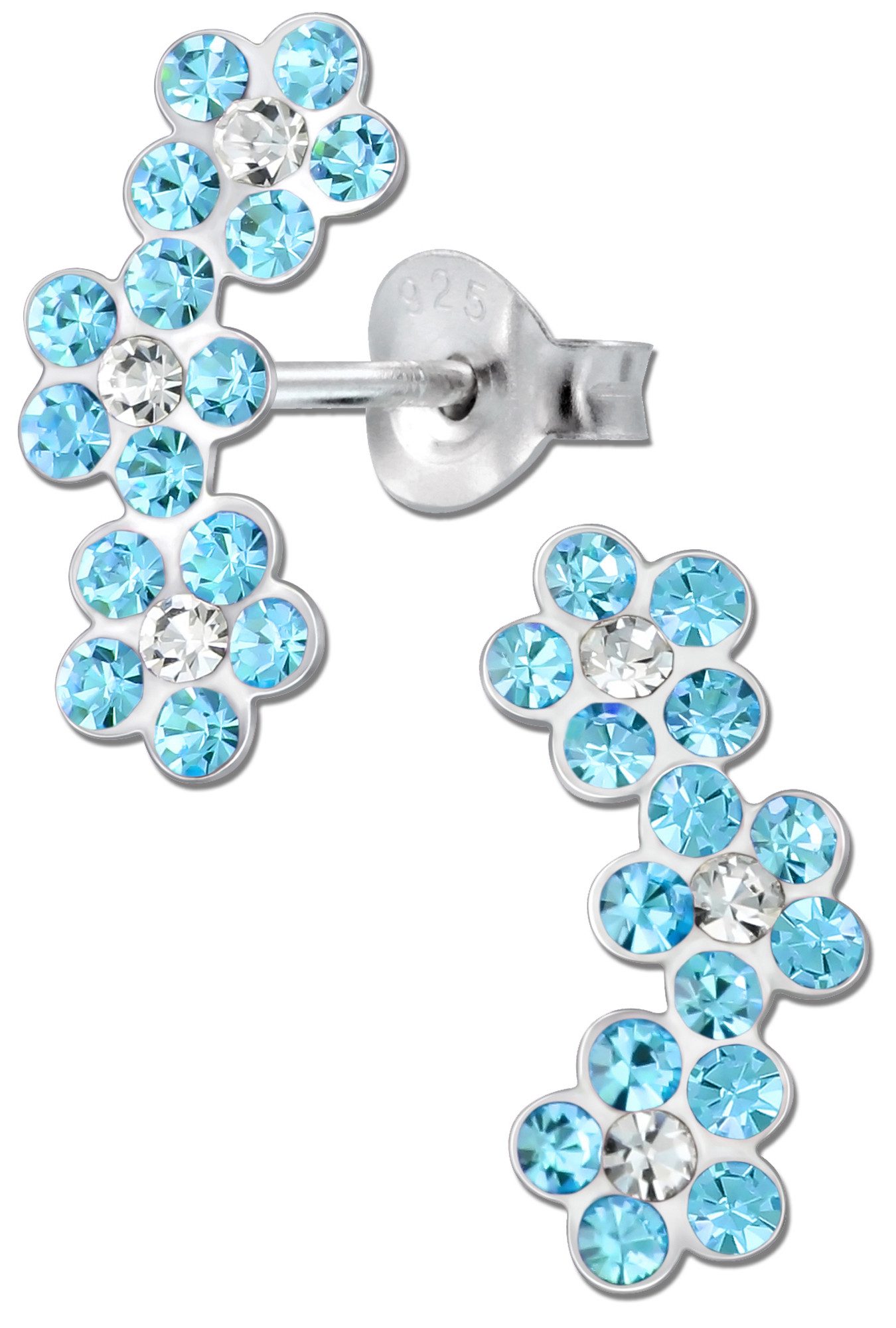Limana Paar Ohrstecker 925 Sterling Silber kleine Blumen Kinder Mädchen Damen Ohrringe, Zirkonia Kinderohrringe Mädchenohrringe